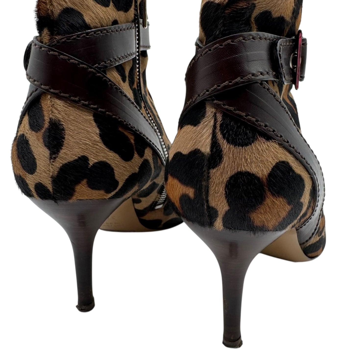 Dolce & Gabbana Leopard Print Ponyhair Heeled Logo Boots - Outfit Repeater