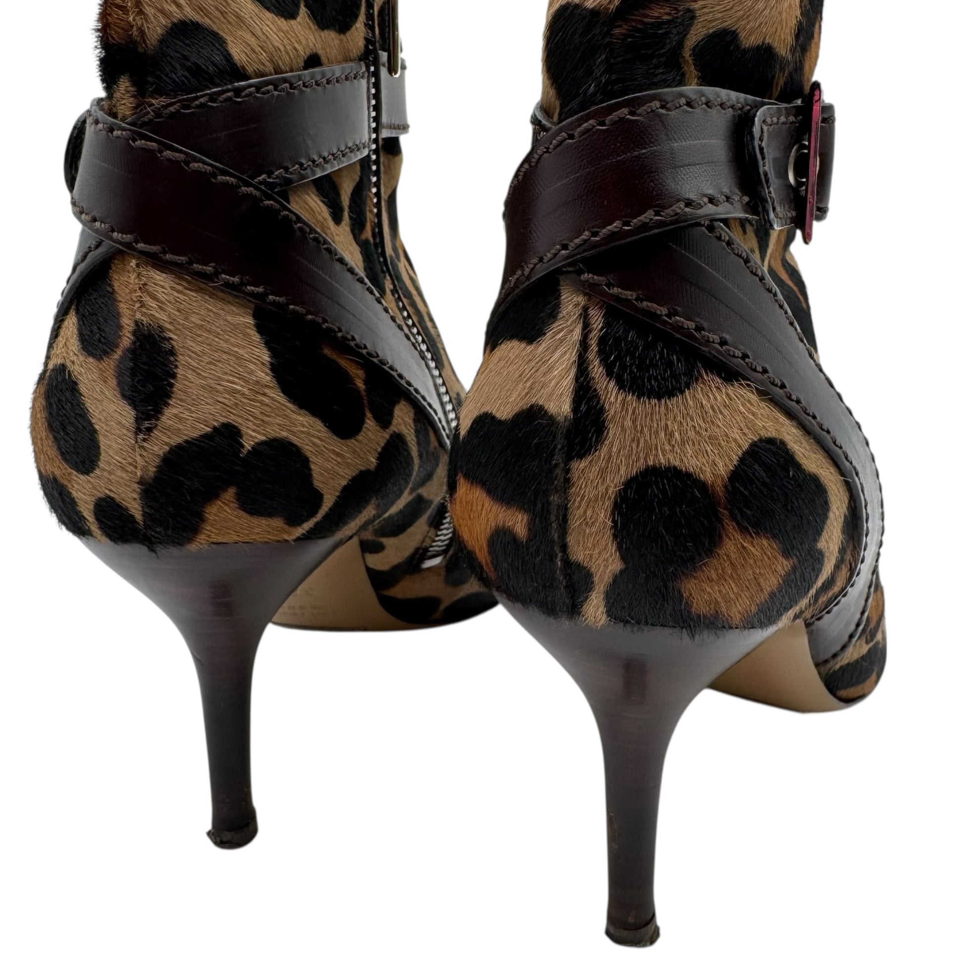 Dolce & Gabbana Leopard Print Ponyhair Heeled Logo Boots - Outfit Repeater