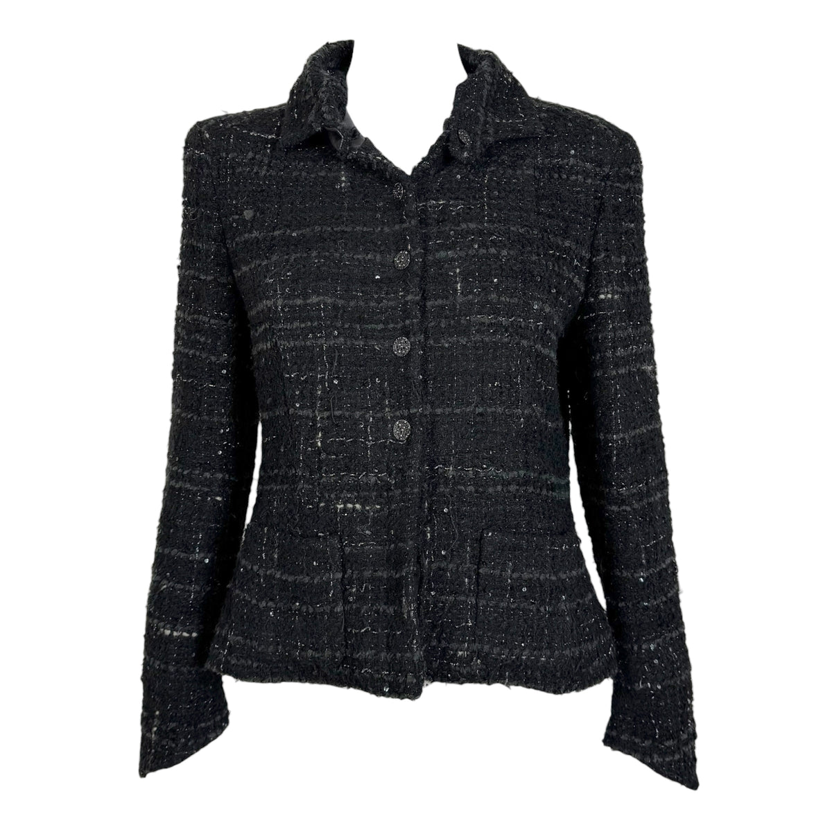 Chanel Autumn 2003 Black & Gray Sequin Embellished Tweed Jacket