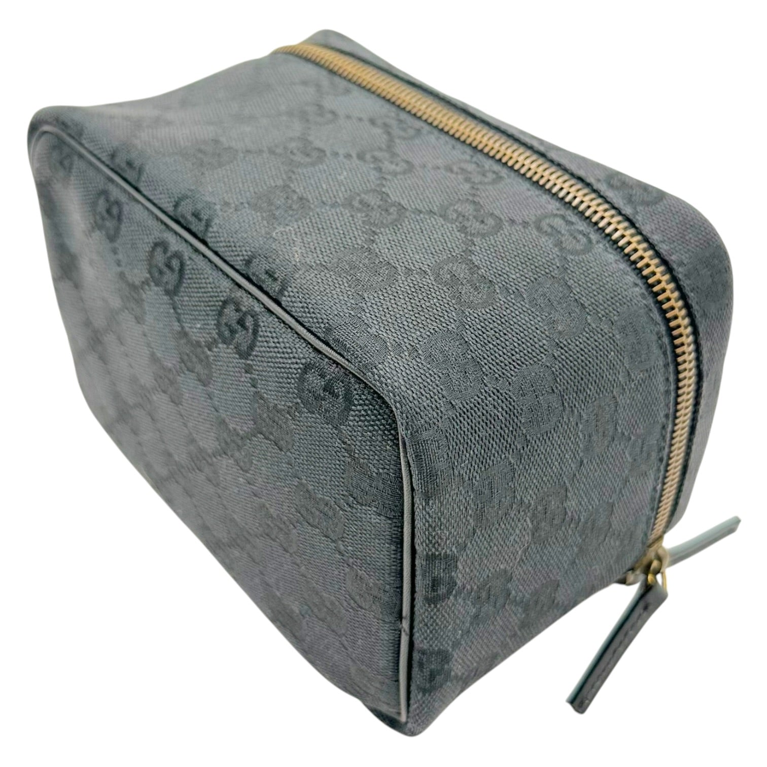 Gucci Black Canvas Monogram Mini Vanity Bag