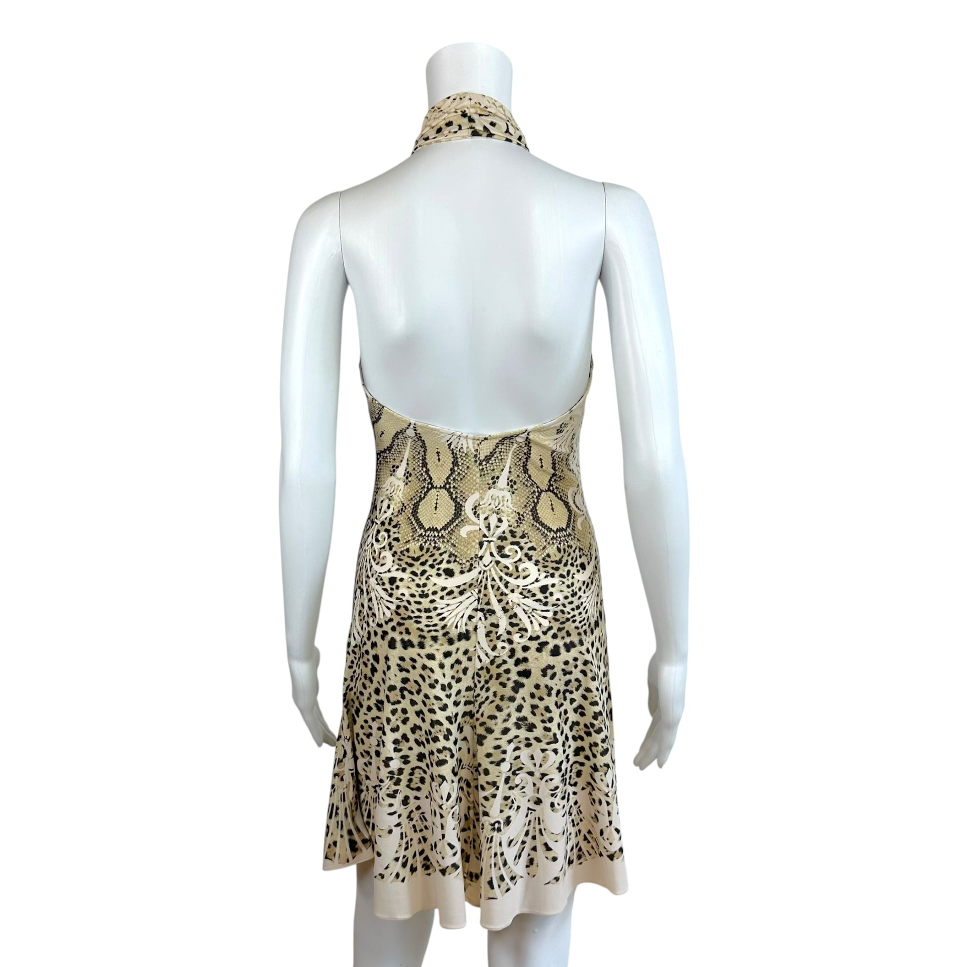 Roberto Cavalli Leopard Print Halter Mini Dress