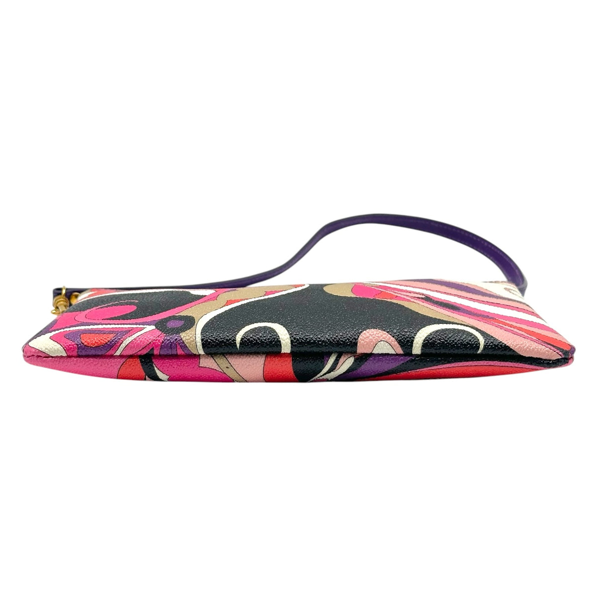 Emilio Pucci Black Multicolor Printed PVC Pochette Bag