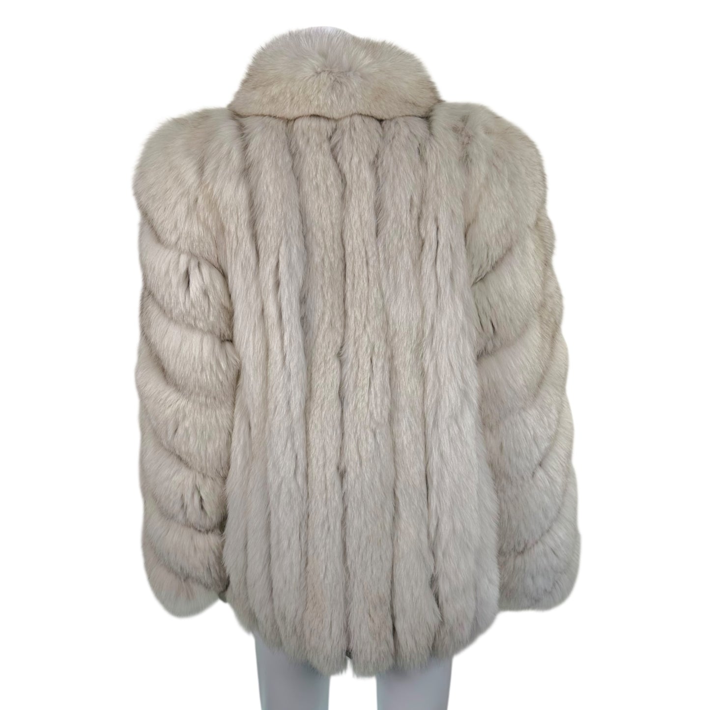 Saga White Gray Fox Fur Coat Full-Length Vintage