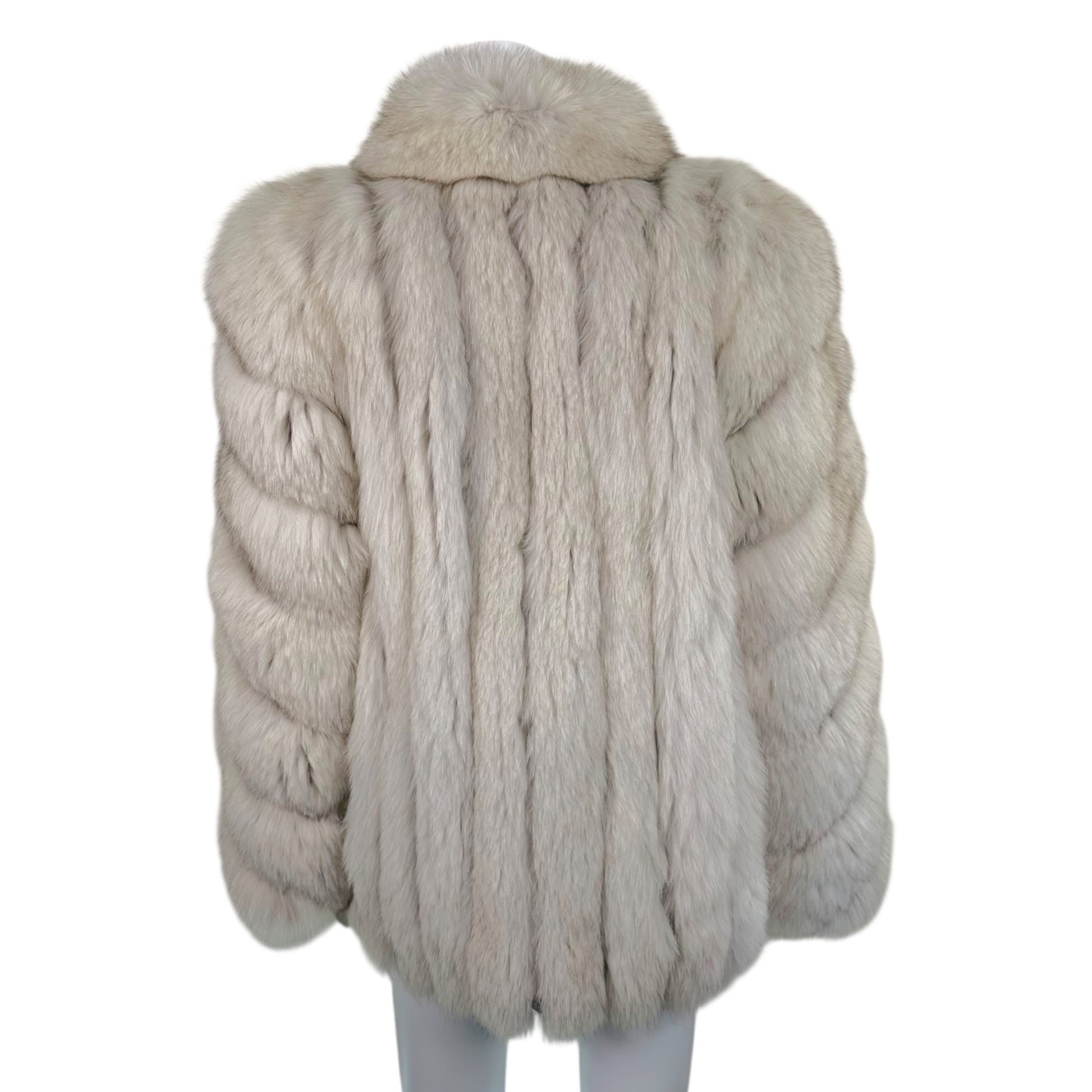 Saga White Gray Fox Fur Coat Full-Length Vintage