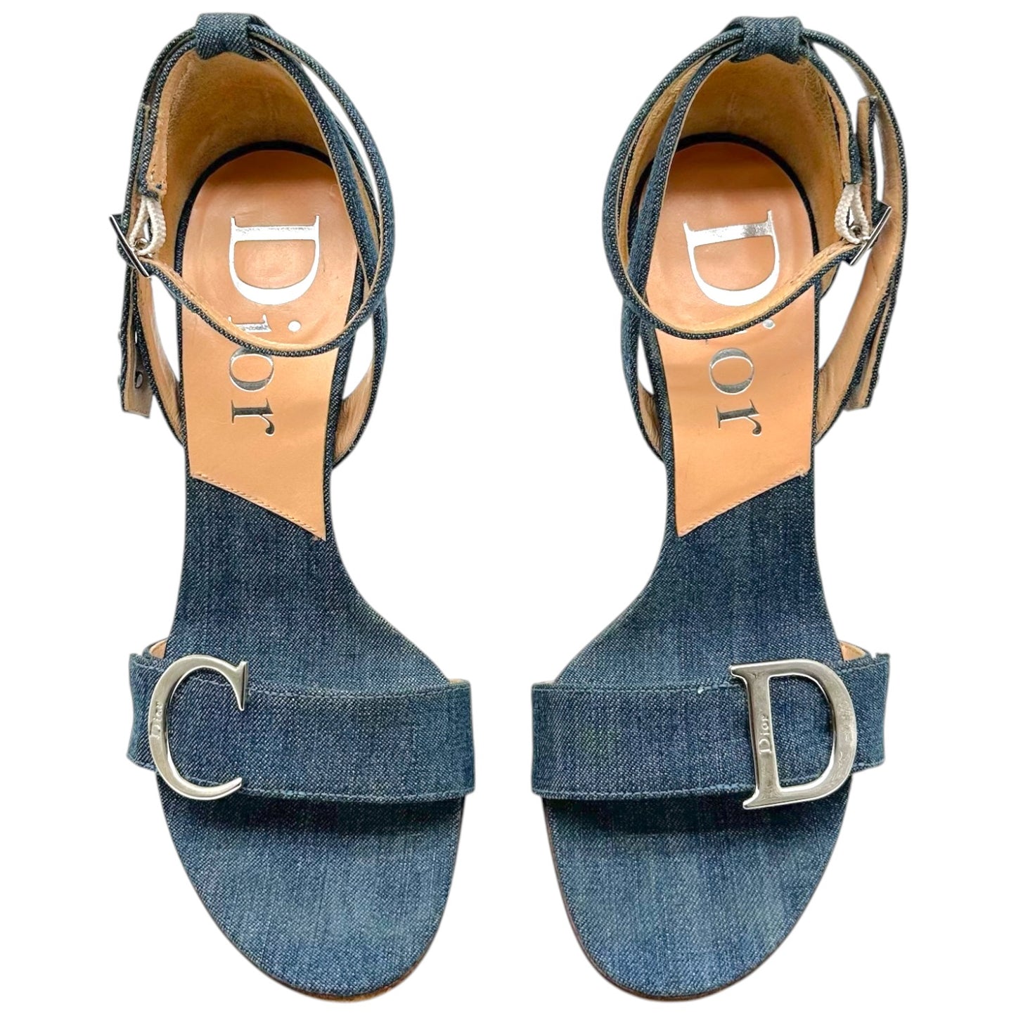 Christian Dior Denim CD Logo Heeled Sandals