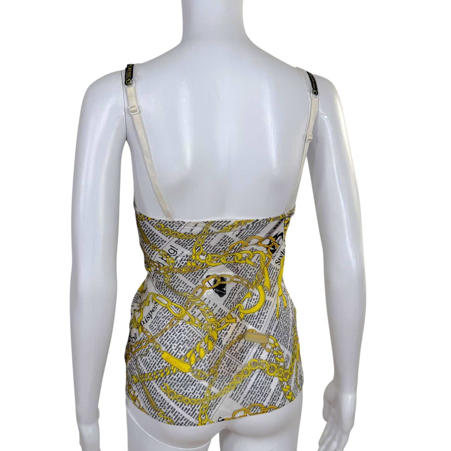John Galliano Gazette News & Chain Print Semi-Sheer Cami NEW - Outfit Repeater