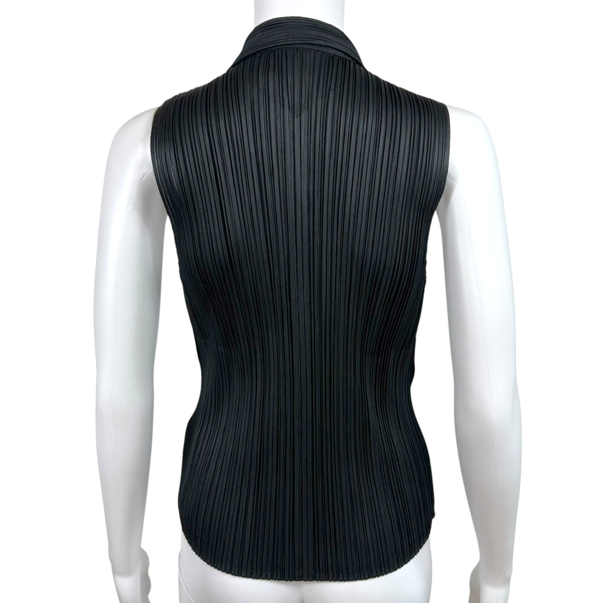 Issey Miyake Pleats Please Black Zip-Up Sleeveless Top Sz 3