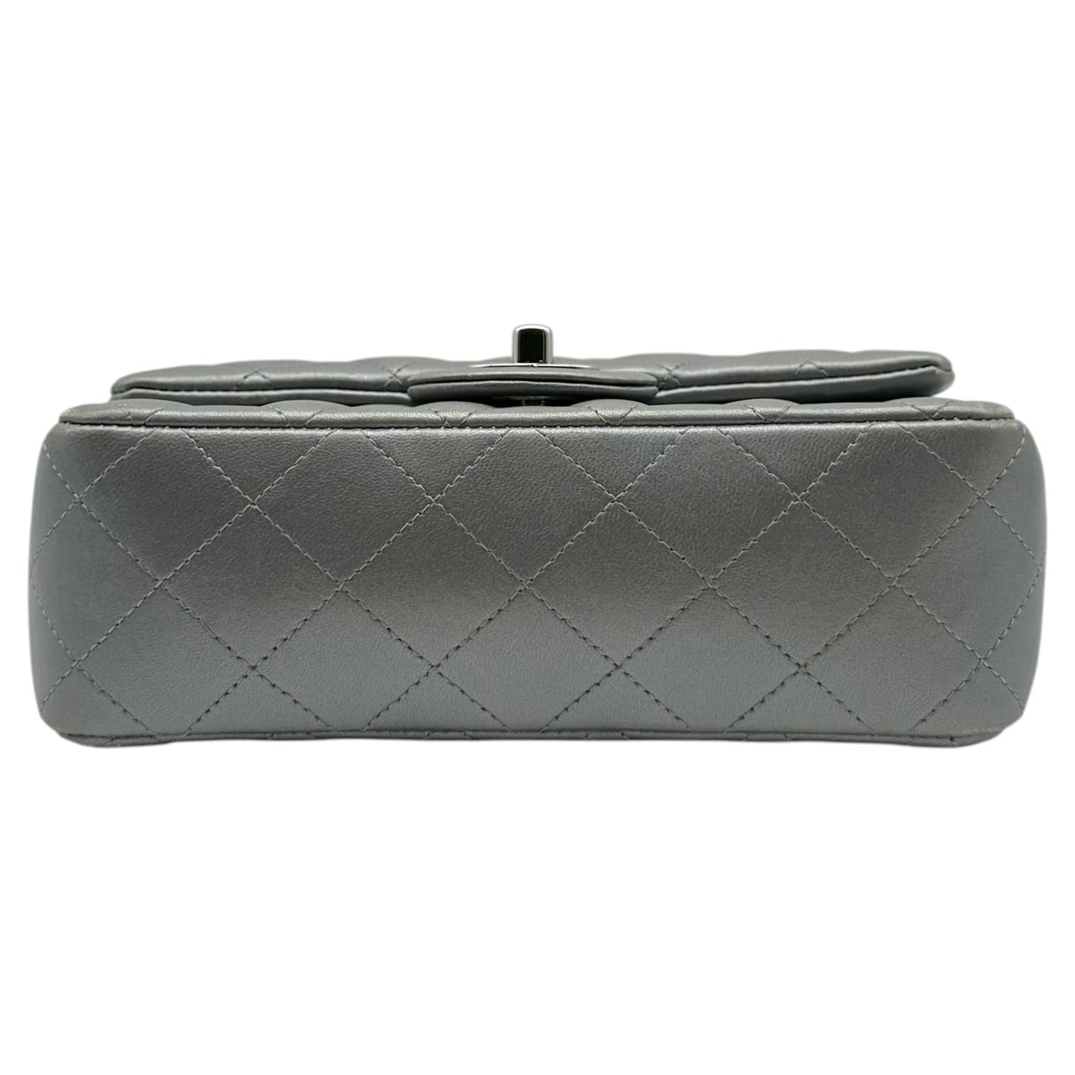 Chanel Metallic Silver Matelasse Small Classic Flap Bag