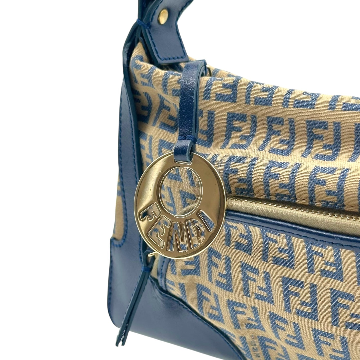Fendi Blue Zucchino Monogram Shoulder Bag