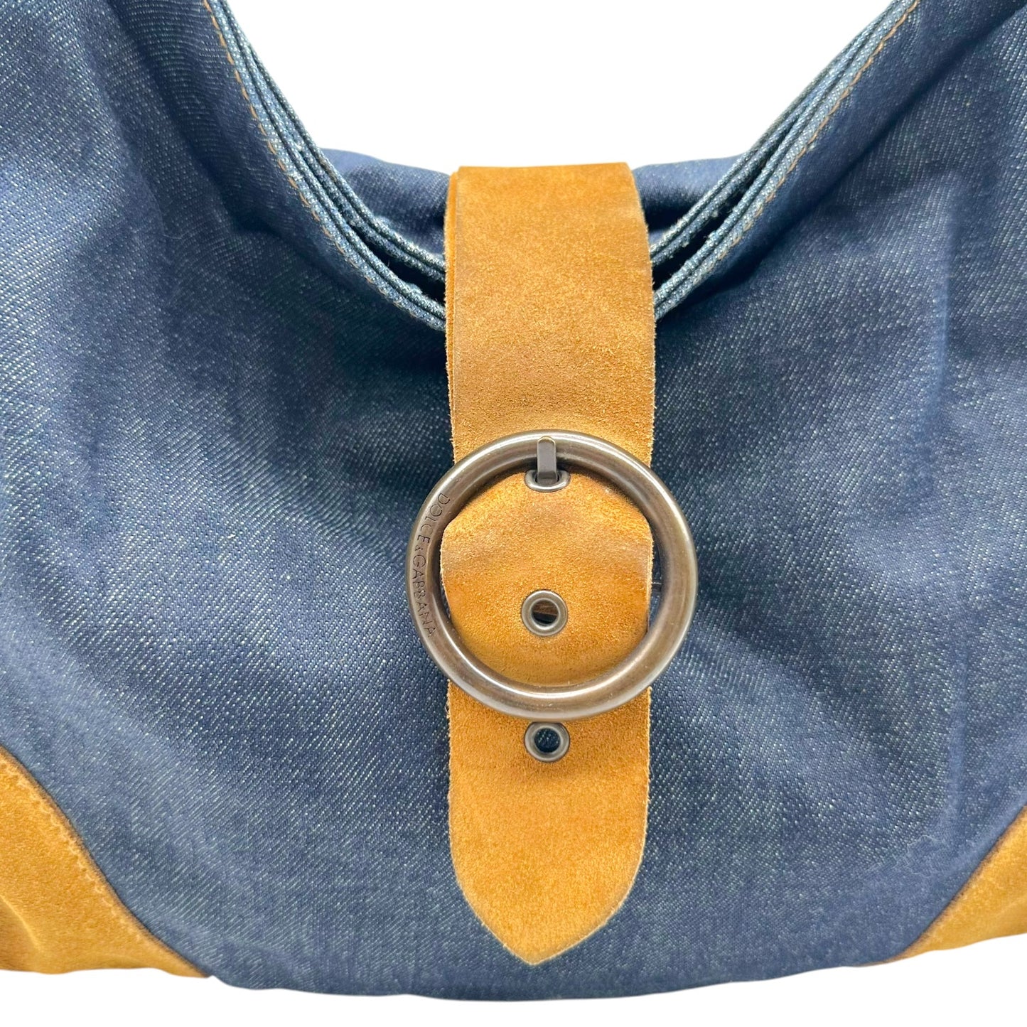 Dolce & Gabbana Denim Tan Suede Shoulder Bag