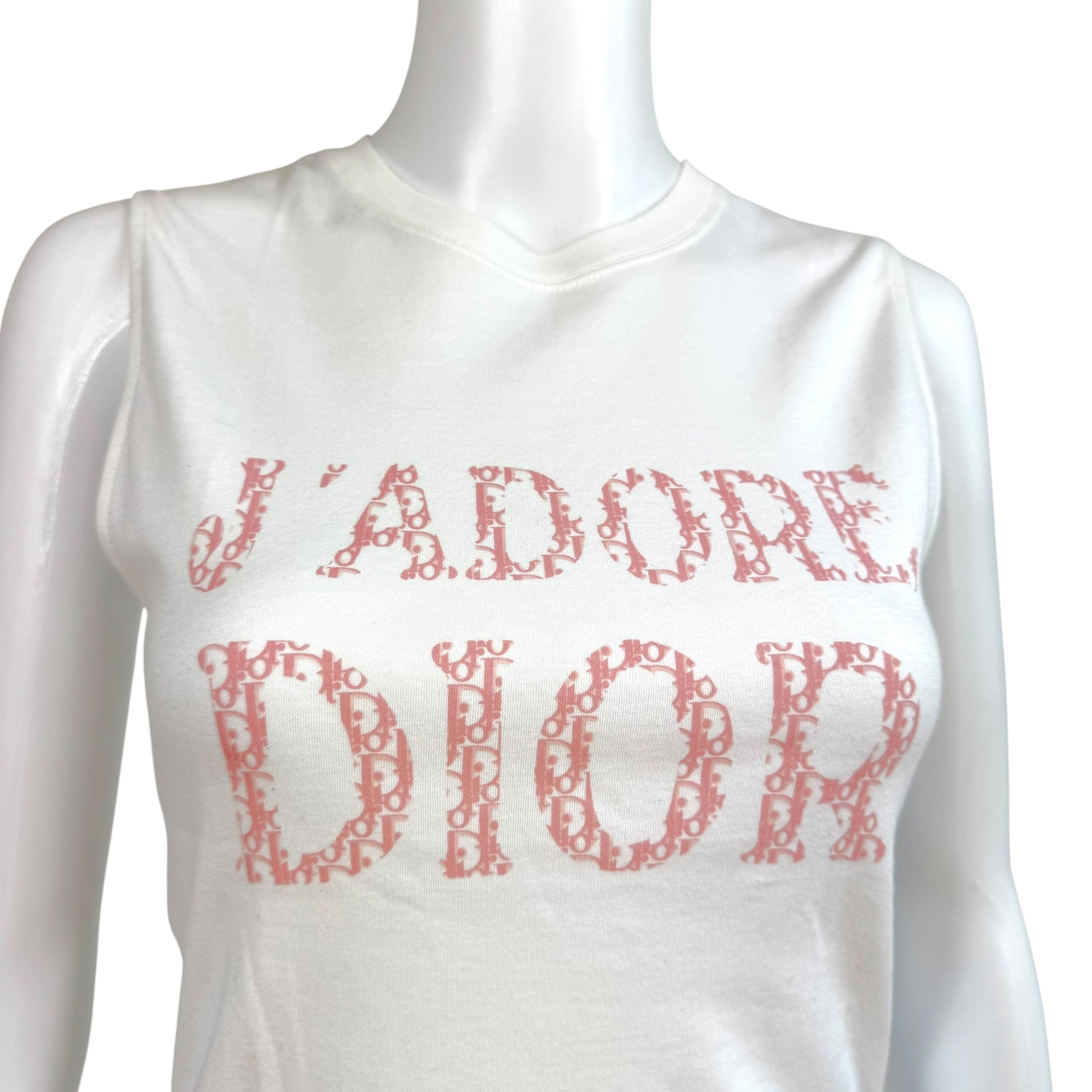 Christian Dior Pink White Trotter Monogram Tank Top