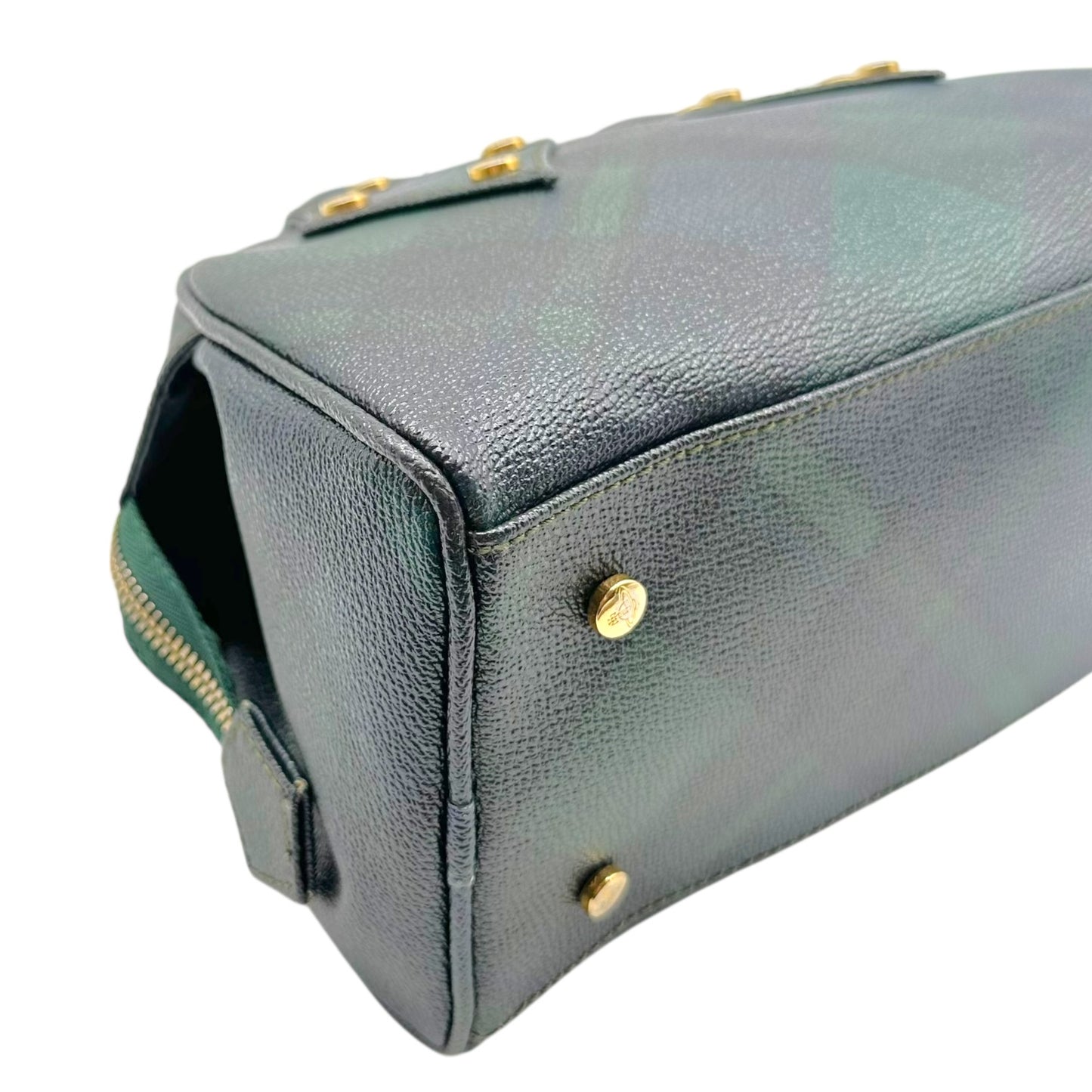 Vivienne Westwood Derby Handbag Green Navy Tartan Print