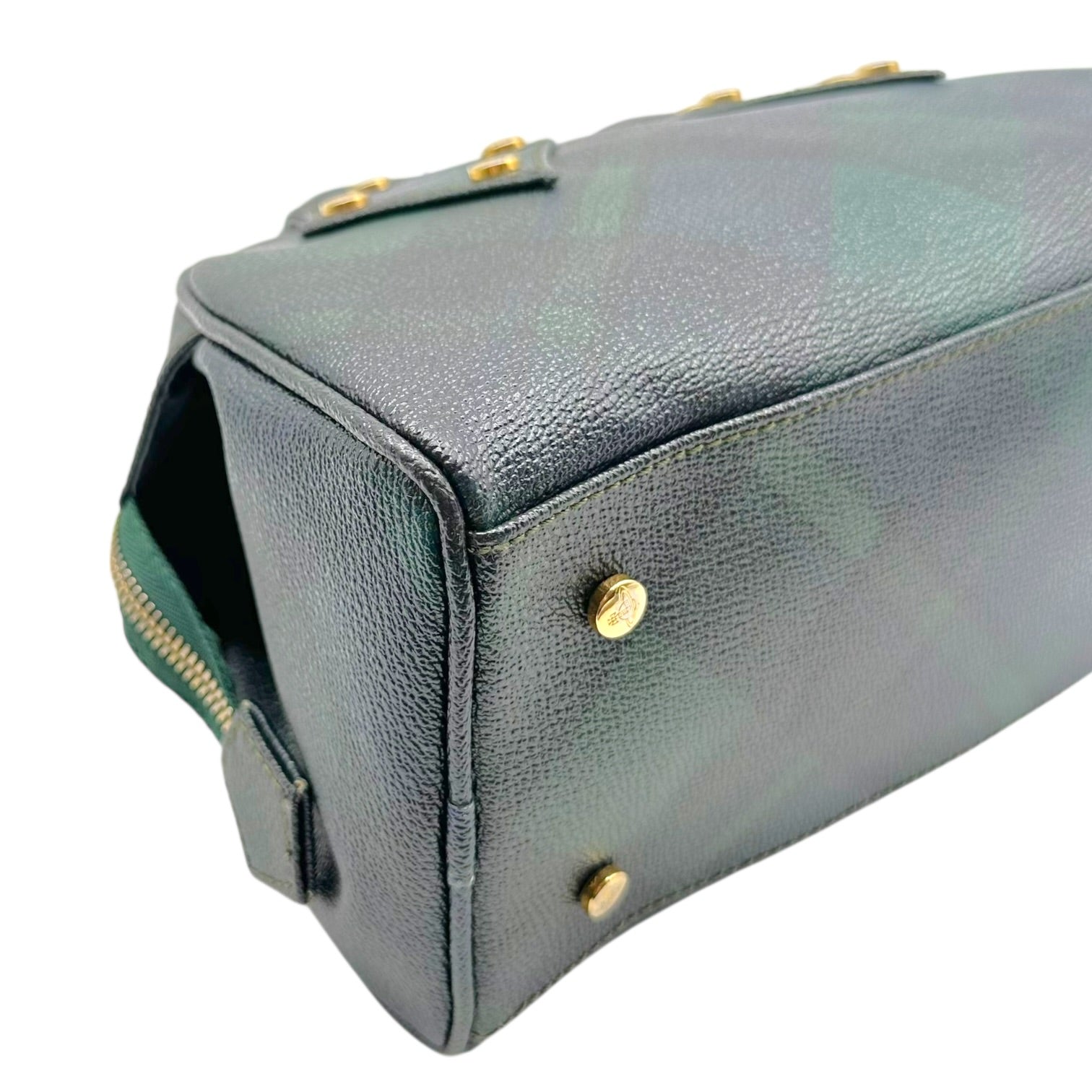 Vivienne Westwood Derby Handbag Green Navy Tartan Print