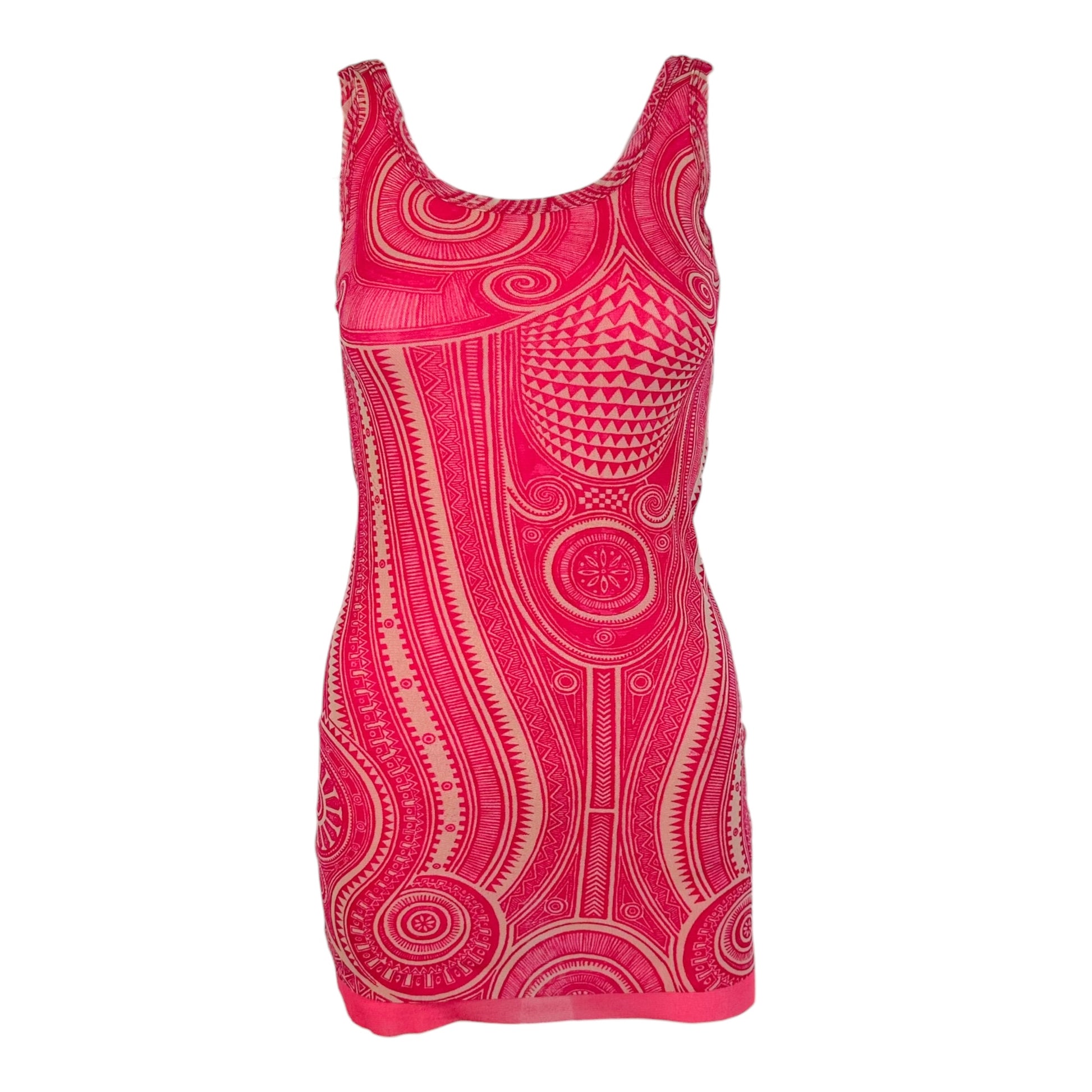 Jean Paul Gaultier Mini Dress Pink Tribal Print Mesh