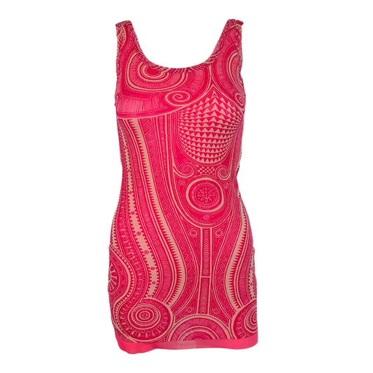 Jean Paul Gaultier Mini Dress Pink Tribal Print Mesh