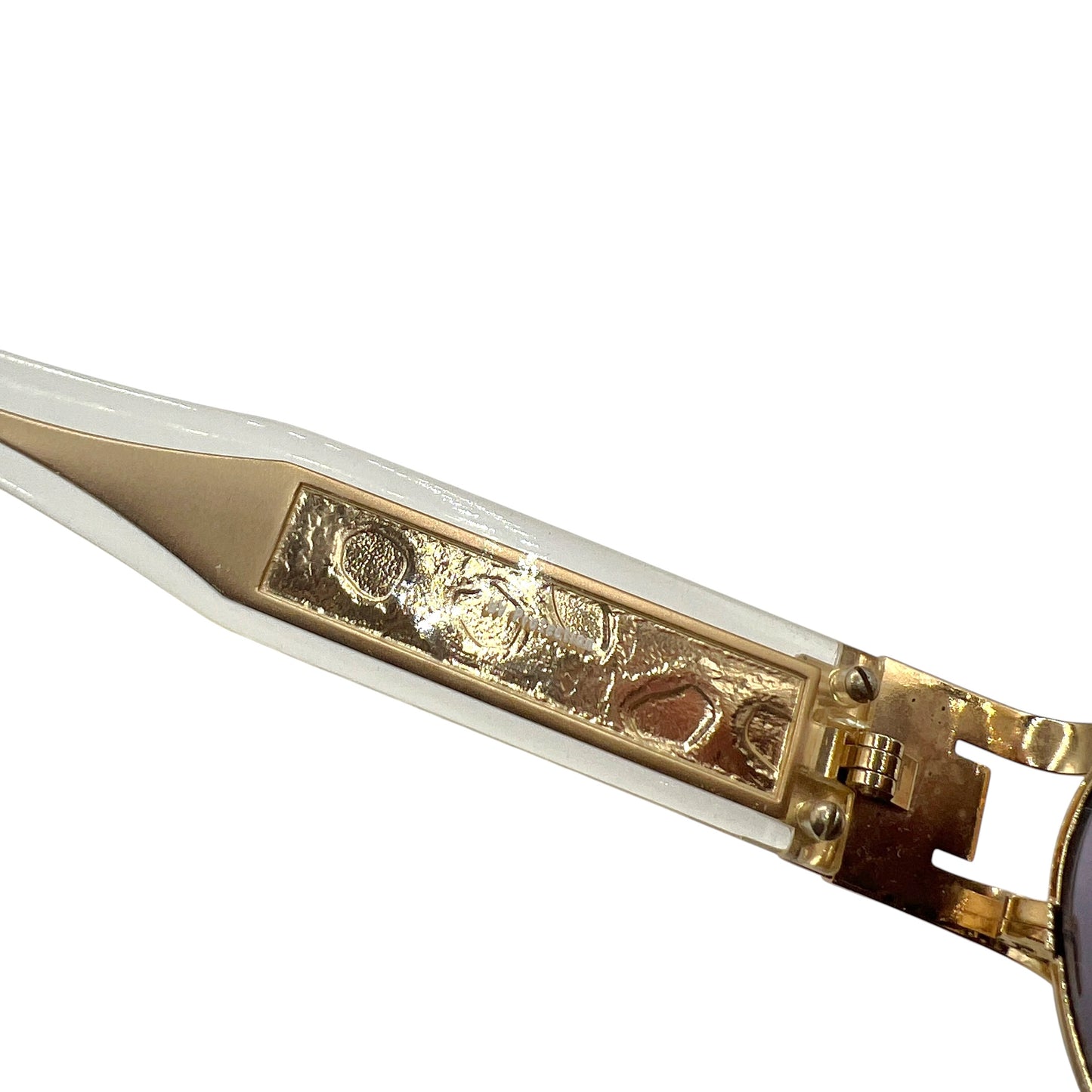 Yves Saint Laurent Gold YSL Logo Oval Sunglasses w/ Case
