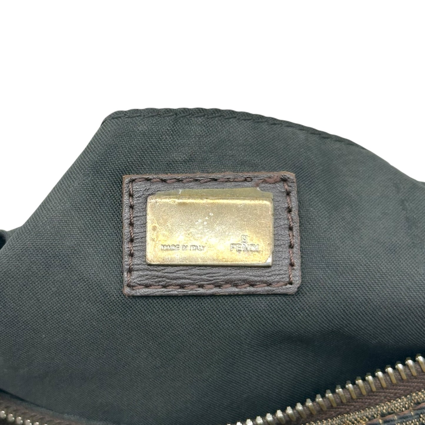 Fendi Mini Oyster Shoulder Bag Brown Zebra Print Canvas