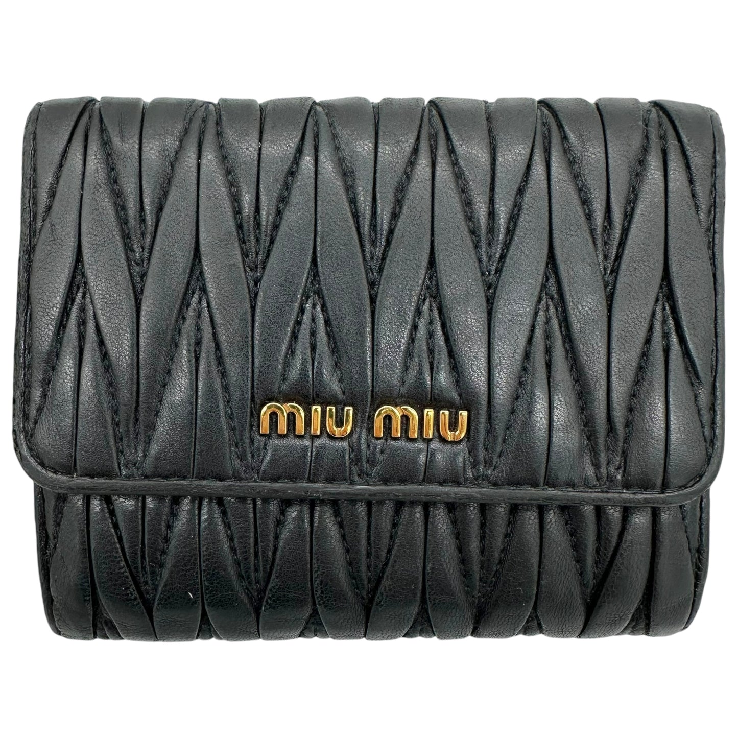 Miu Miu Black Quilted Tri-Fold Wallet