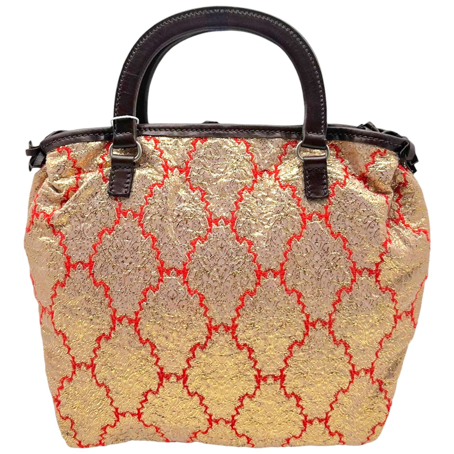 Prada Red & Gold Metallic Damask Handbag
