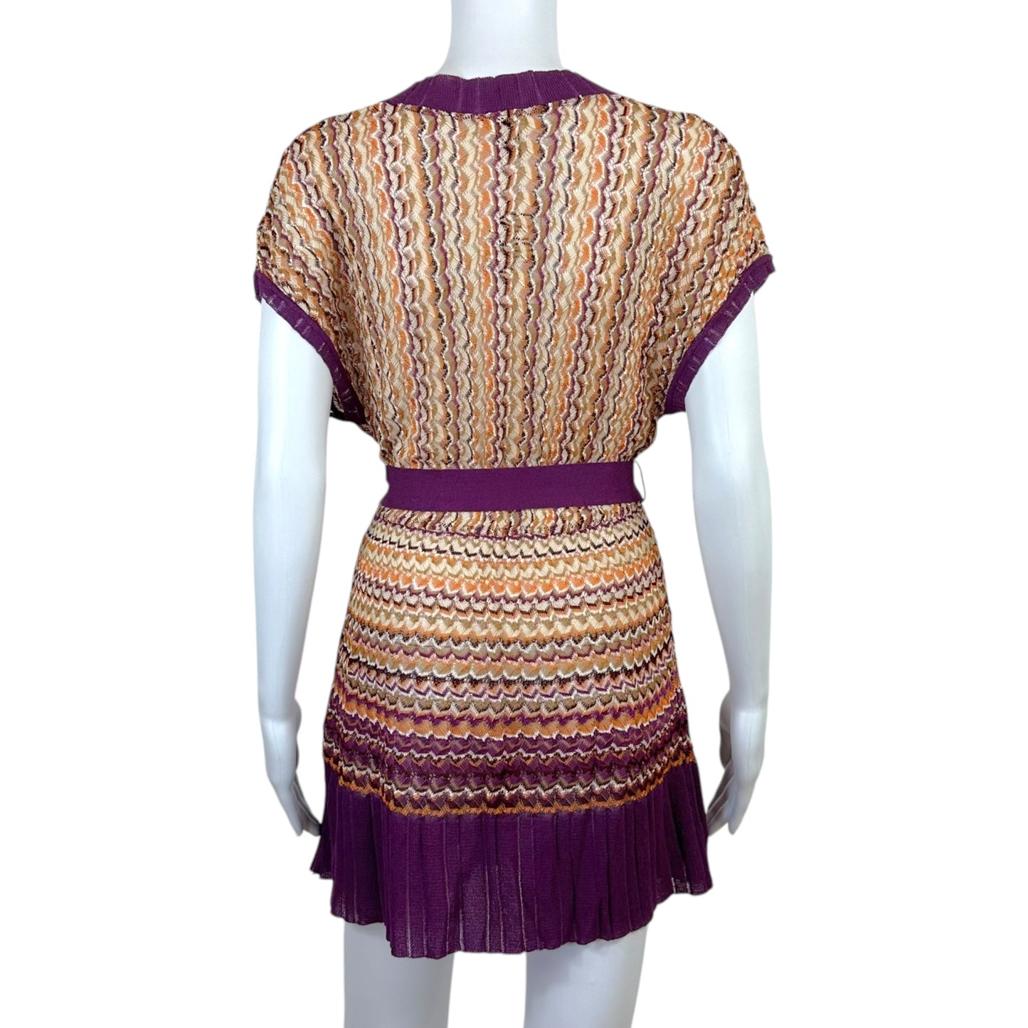 M Missoni Purple Chevron Knit Wrap Mini Dress