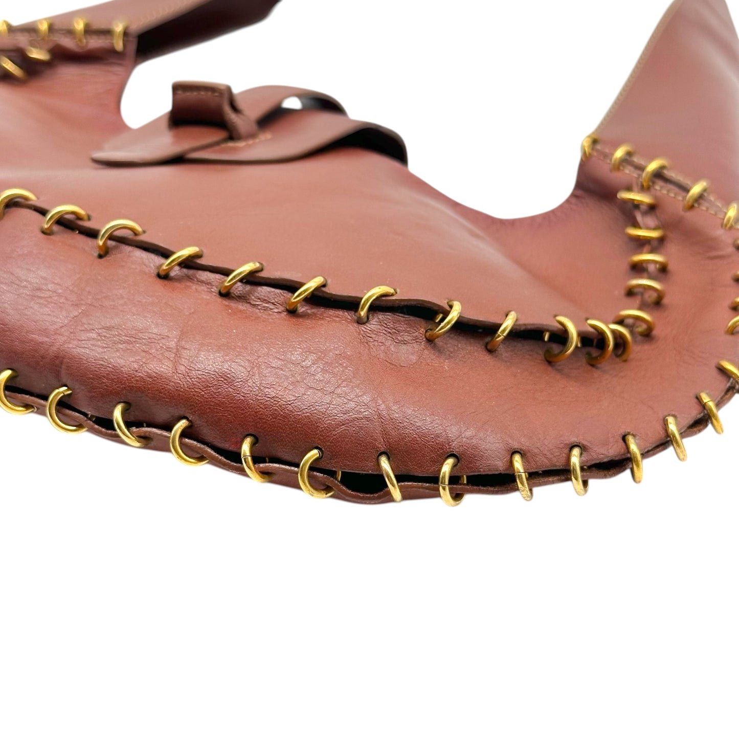 Loewe Brown Leather Small Hobo Bag with Gold Detailing