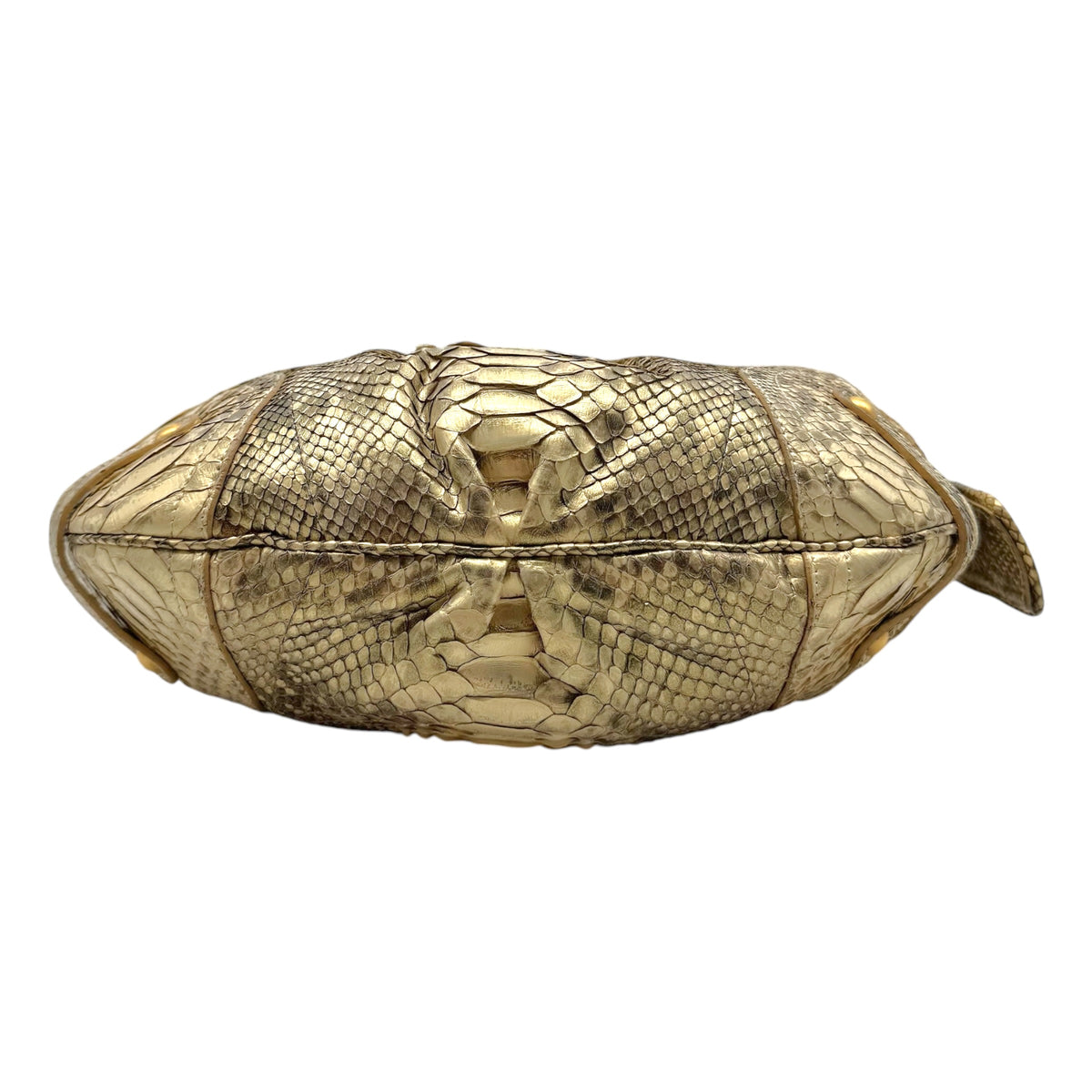 Salvatore Ferragamo Gold Python Hobo Shoulder Bag