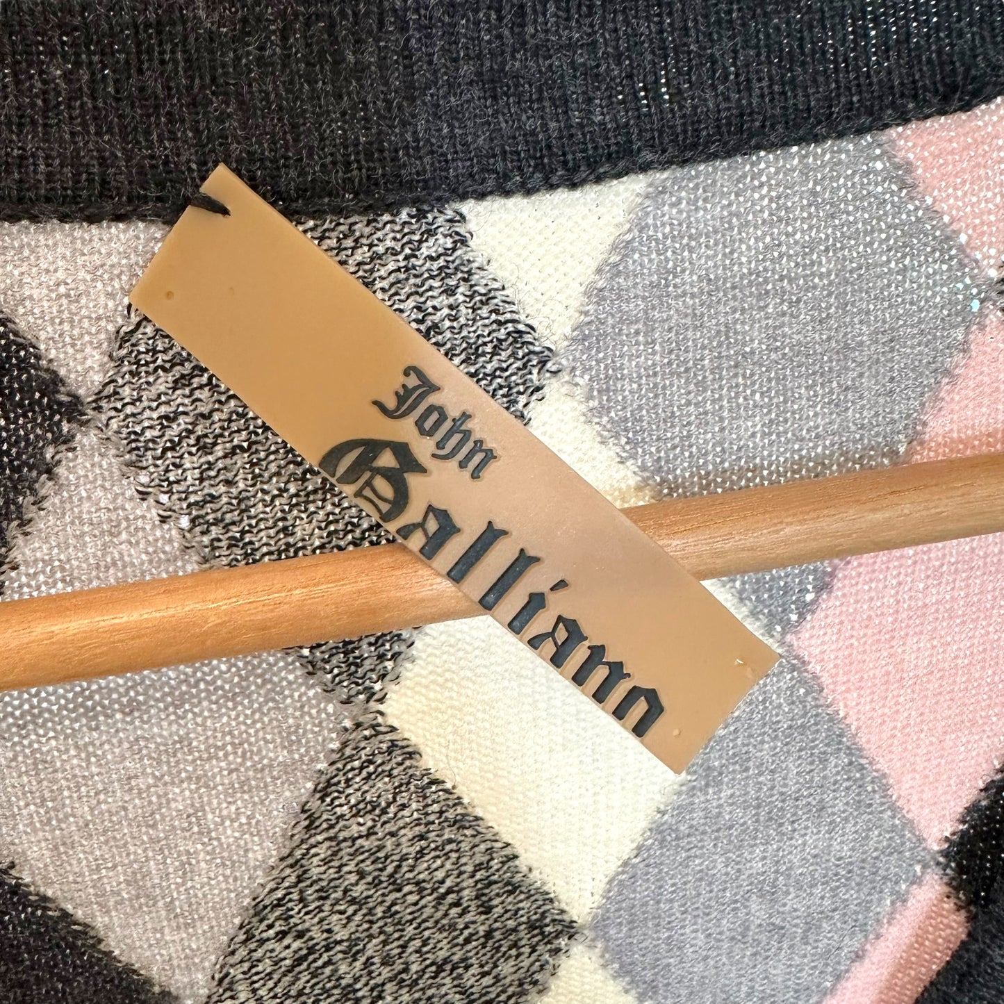 John Galliano F/W 2004 Pink & Gray Argyle Cardigan *AS IS*