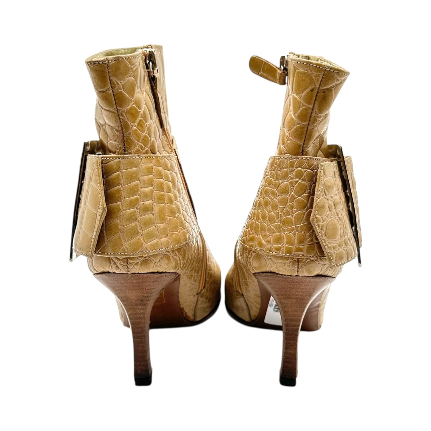 Dolce & Gabbana Tan Croc Buckle Heeled Boots