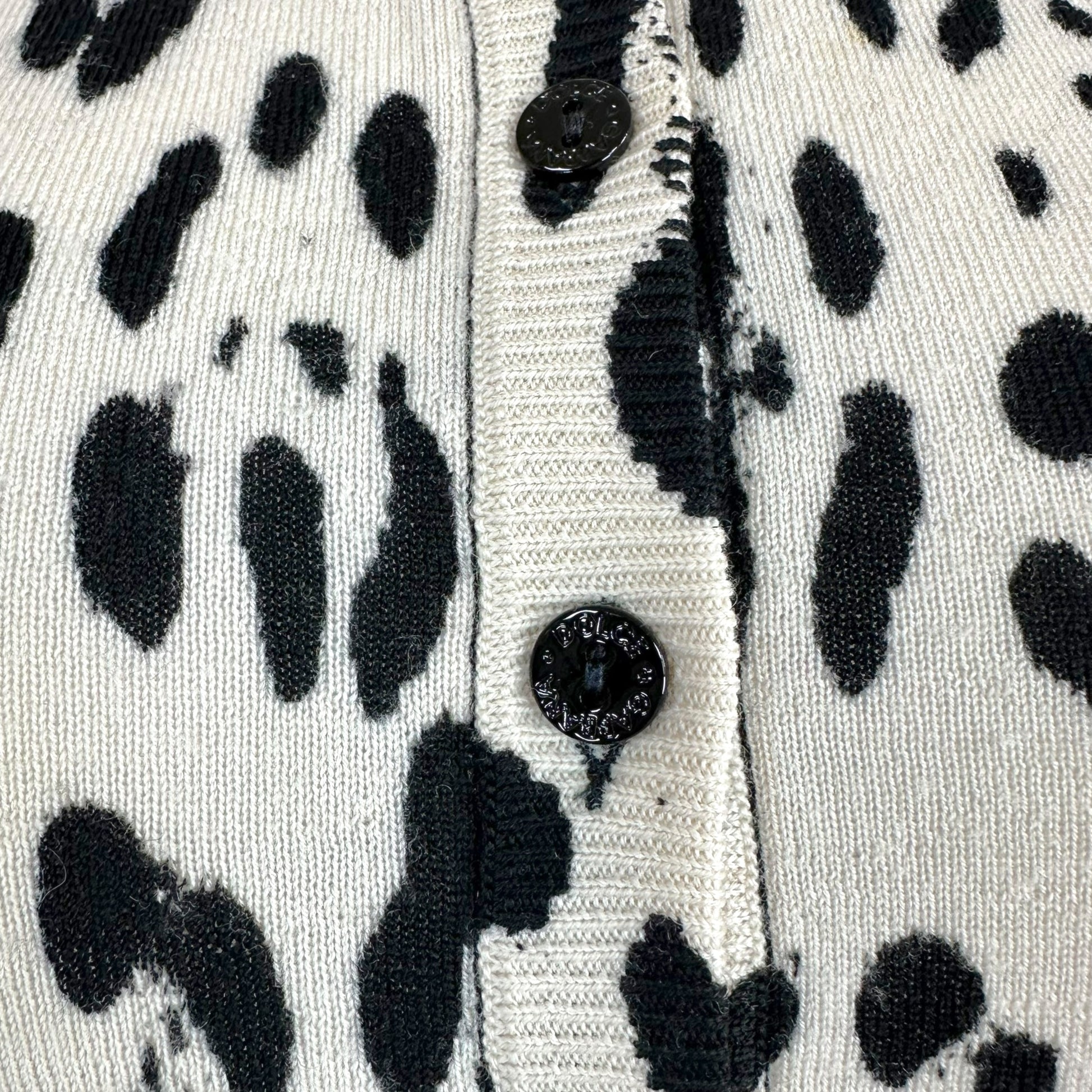 Dolce & Gabbana Black White Leopard Print Cashmere Cardigan