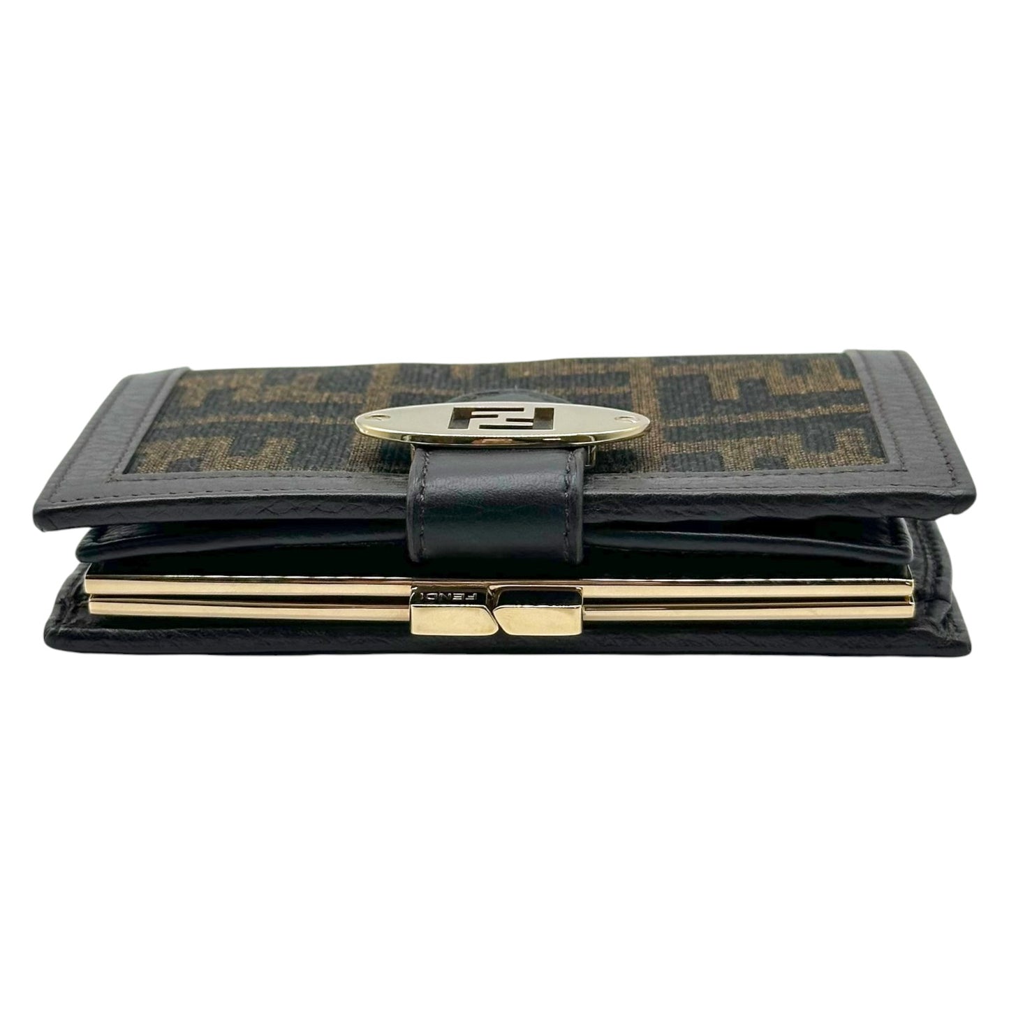 Fendi Brown Zucca Monogram Kisslock Wallet