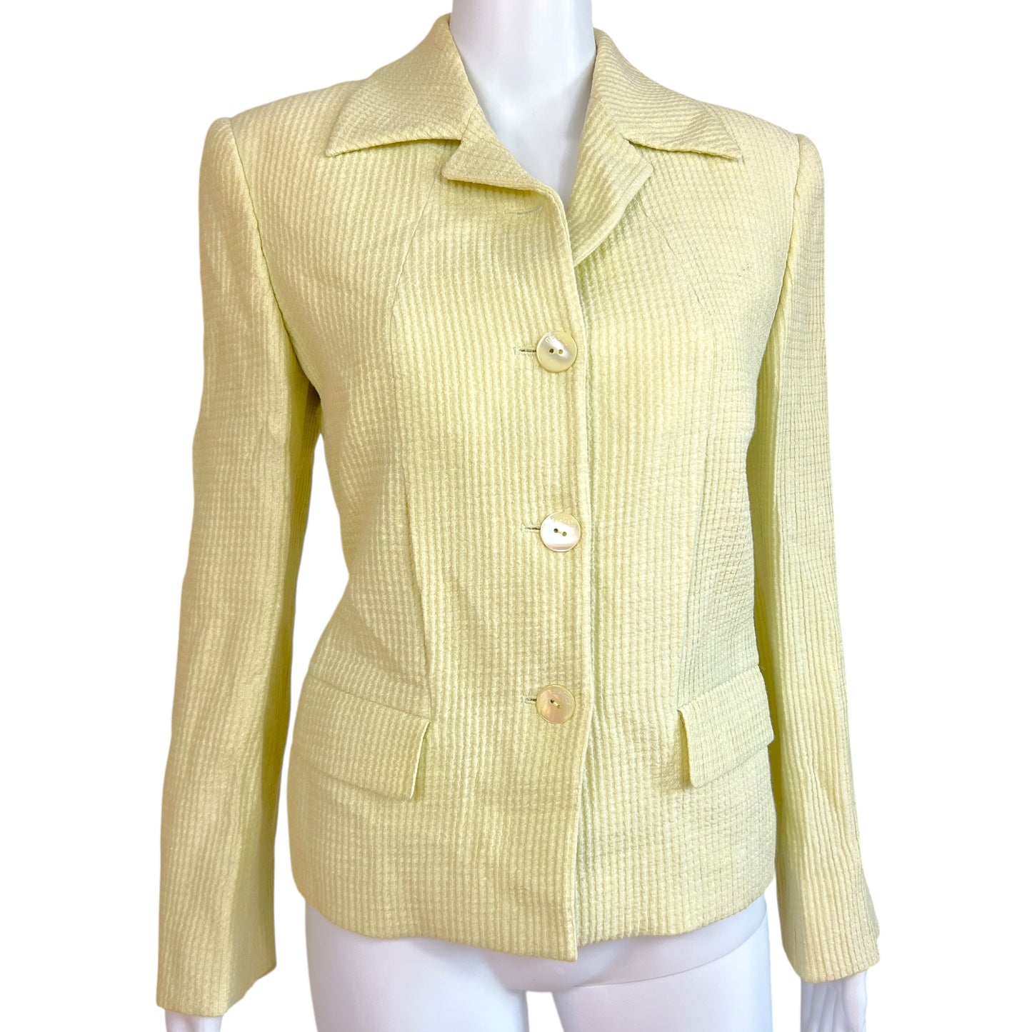 Gucci by Tom Ford S/S 1996 Butter Yellow Linen Waffle Crop Jacket