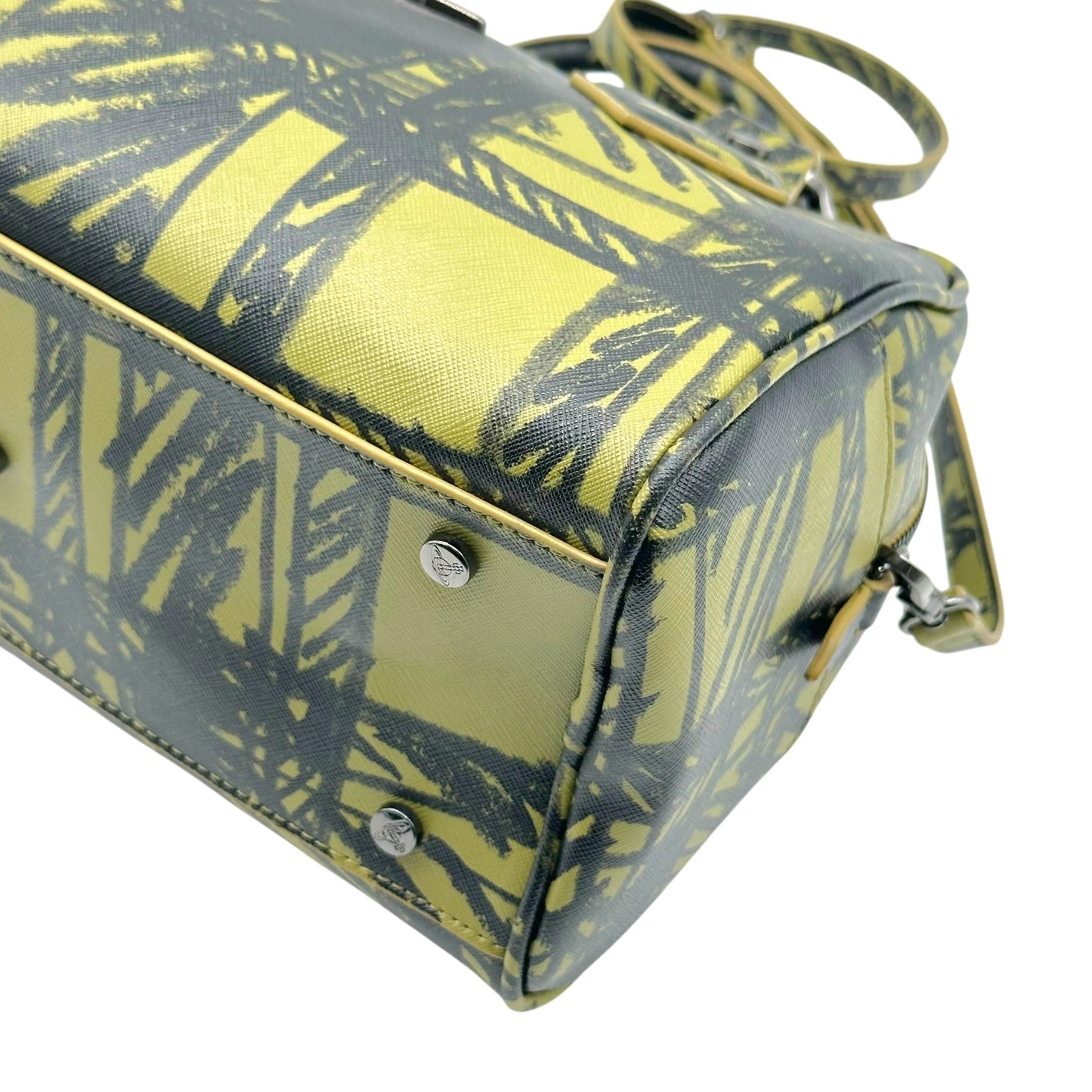 Vivienne Westwood Green & Black Scribble Plaid Print Bowler 2-Way Bag