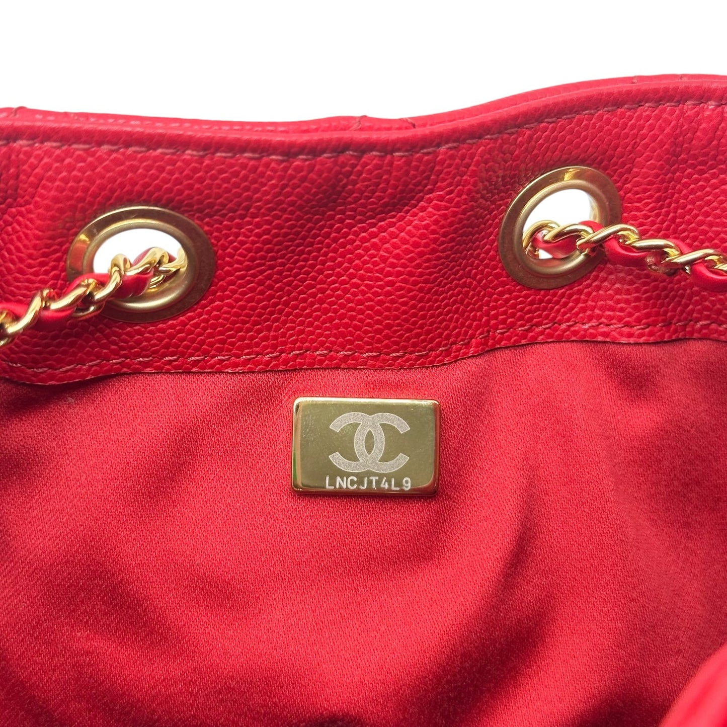 Chanel Red Caviar Leather Hobo Shoulder Bag