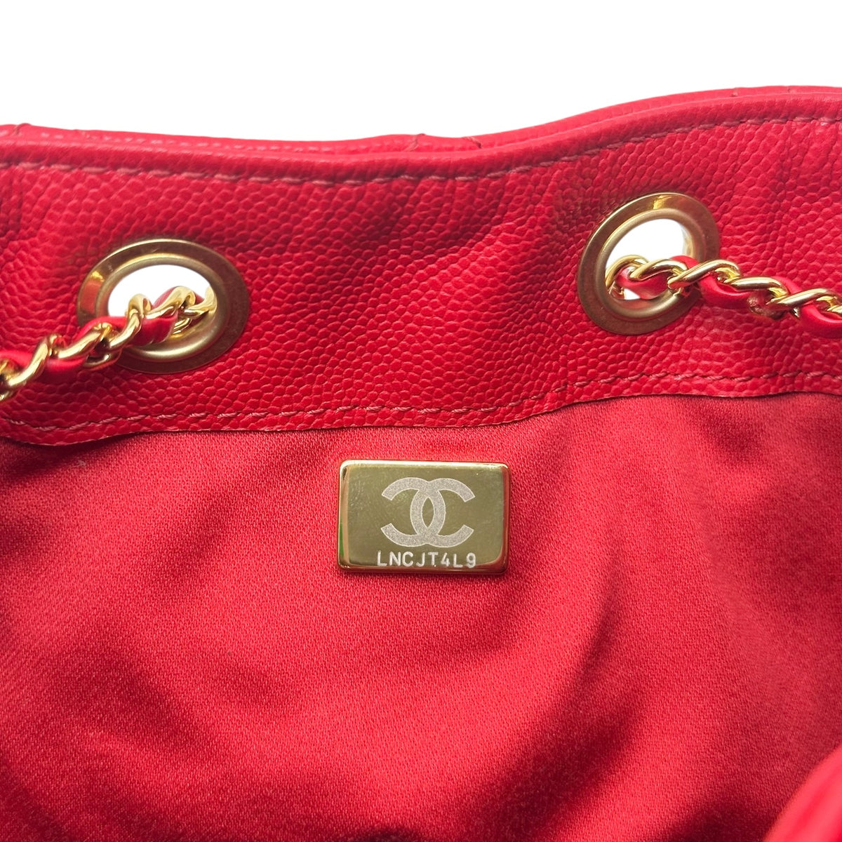 Chanel Red Caviar Leather Hobo Shoulder Bag