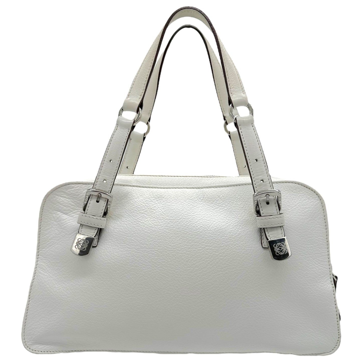 Loewe Studded Anagram White Leather Shoulder Bag - Outfit Repeater