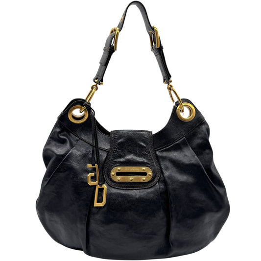 Dolce & Gabbana Black Leather & Gold Hardware Hobo Bag - Outfit Repeater