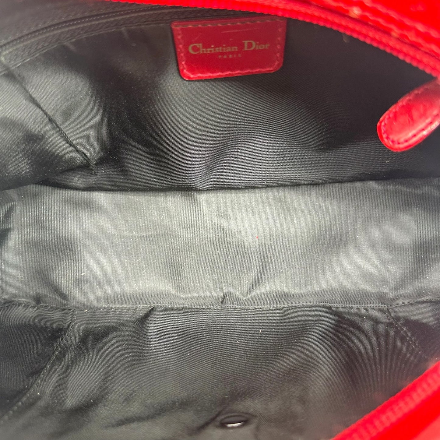 Christian Dior Red Spotted Leather Small Bowler Handbag