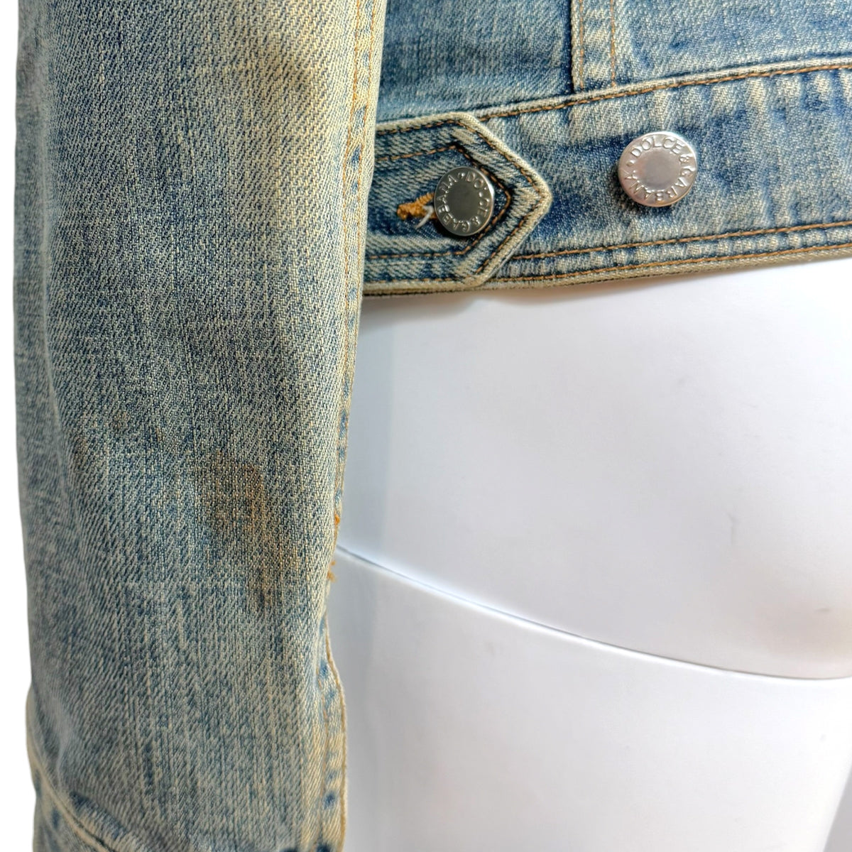 Dolce & Gabbana Denim Logo Embroidered Jacket w/ Mink Fur Collar