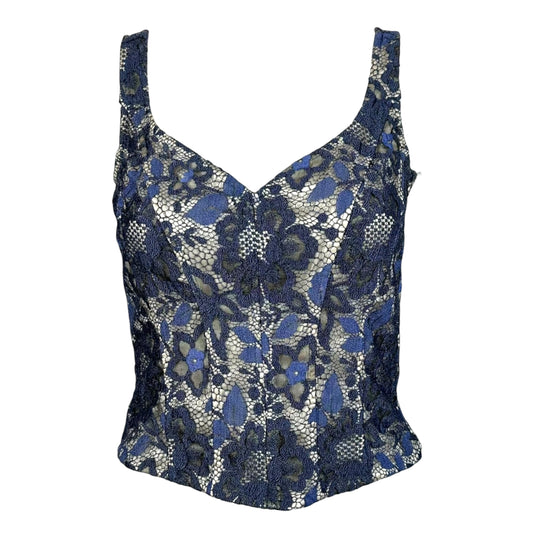 Escada Silk Navy Blue Lace Bustier Top