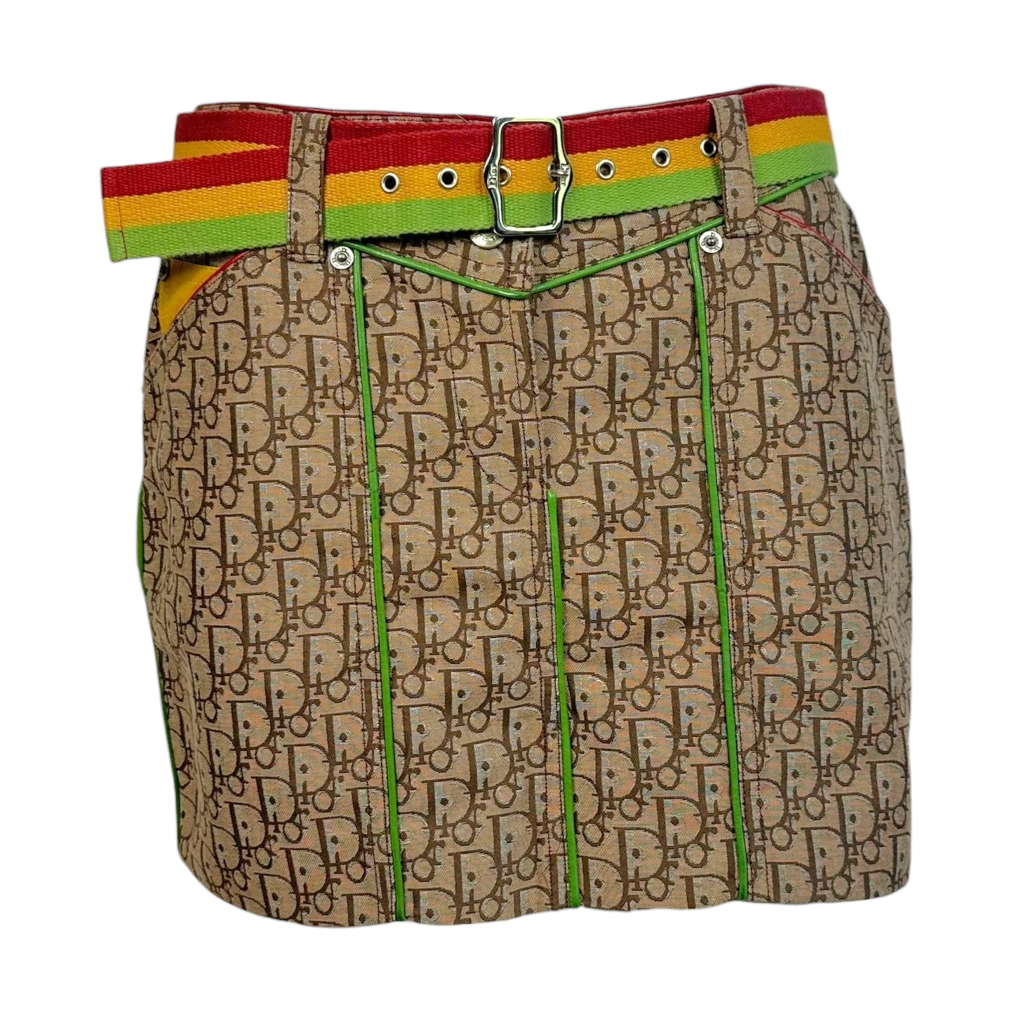 Christian Dior F/W 2004 Rasta Trotter Monogram Belted Mini Skirt