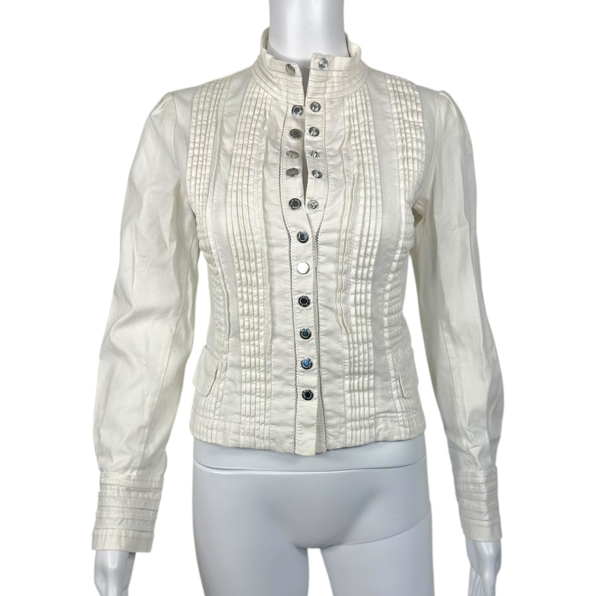 D&G Dolce & Gabbana Vintage White Military Style Button Up Blouse - Outfit Repeater