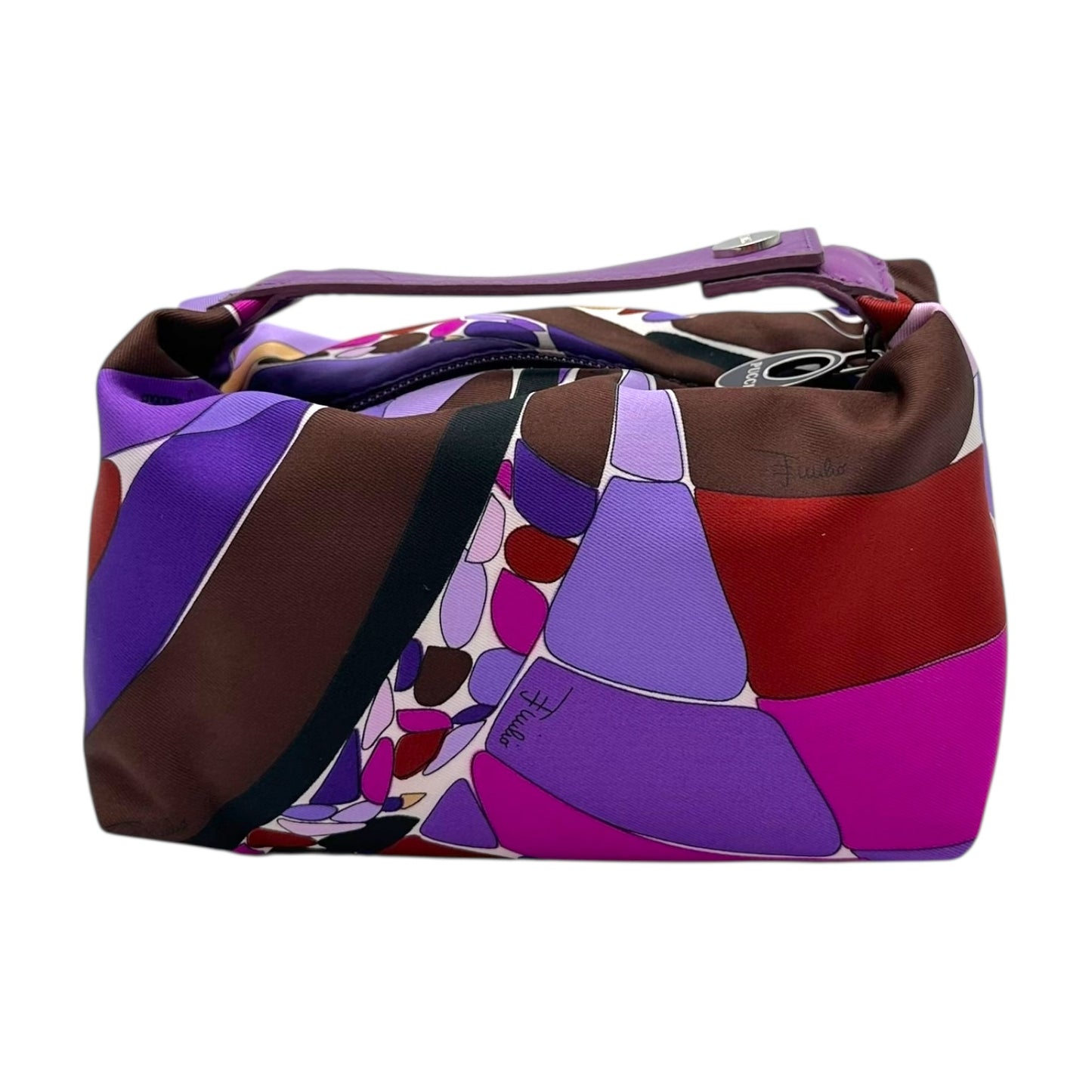 Emilio Pucci Purple Silk Printed Pochette Bag NEW