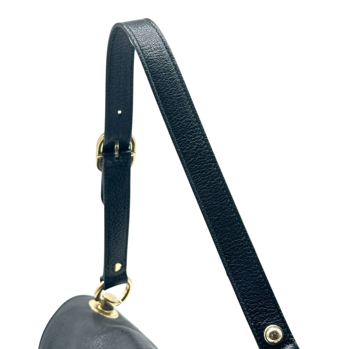 Gucci Shoulder Bag Black Leather Gold GG Logo