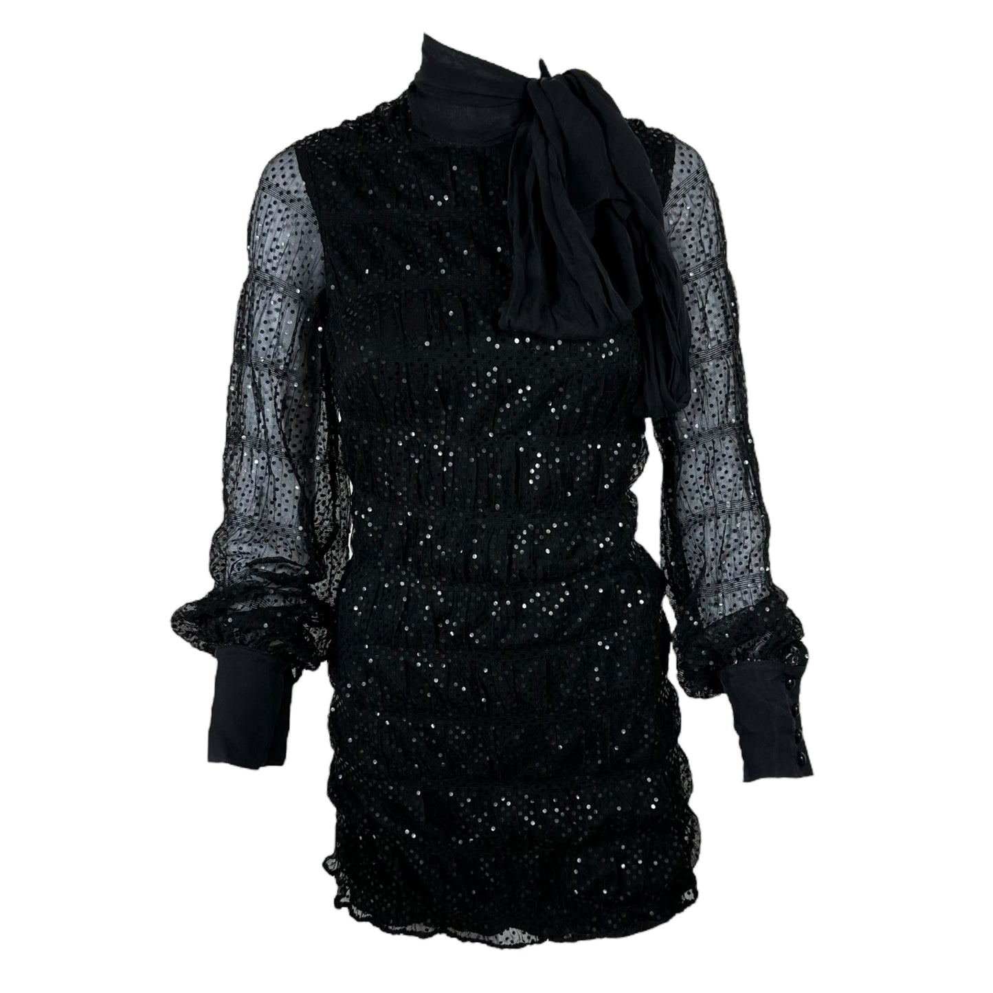 D&G Dolce & Gabbana Black Sequin Embellished Tulle Mini Dress - Outfit Repeater