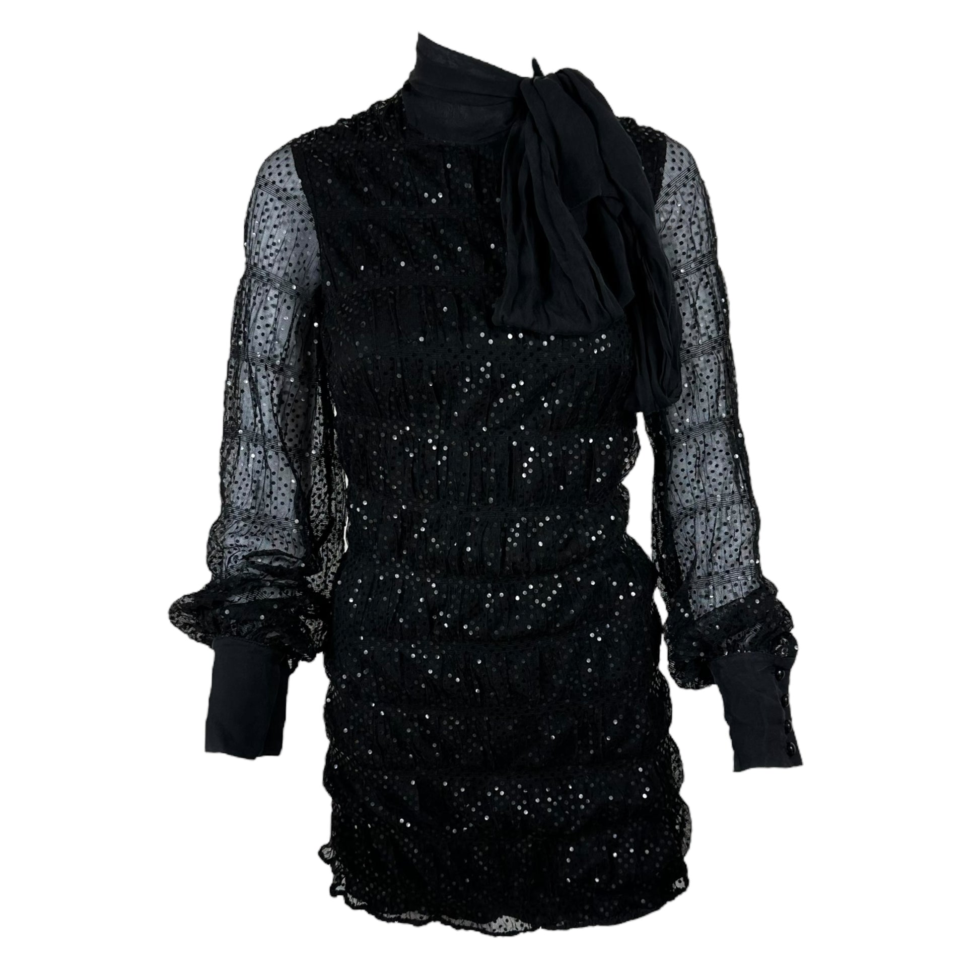 D&G Dolce & Gabbana Black Sequin Embellished Tulle Mini Dress - Outfit Repeater