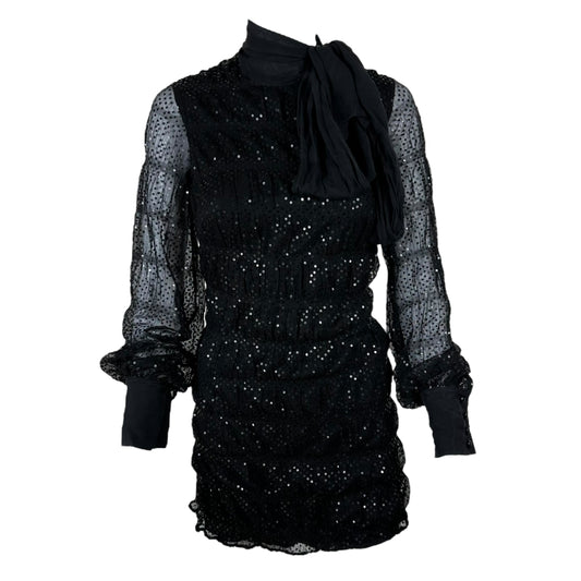 D&G Dolce & Gabbana Black Sequin Embellished Tulle Mini Dress - Outfit Repeater