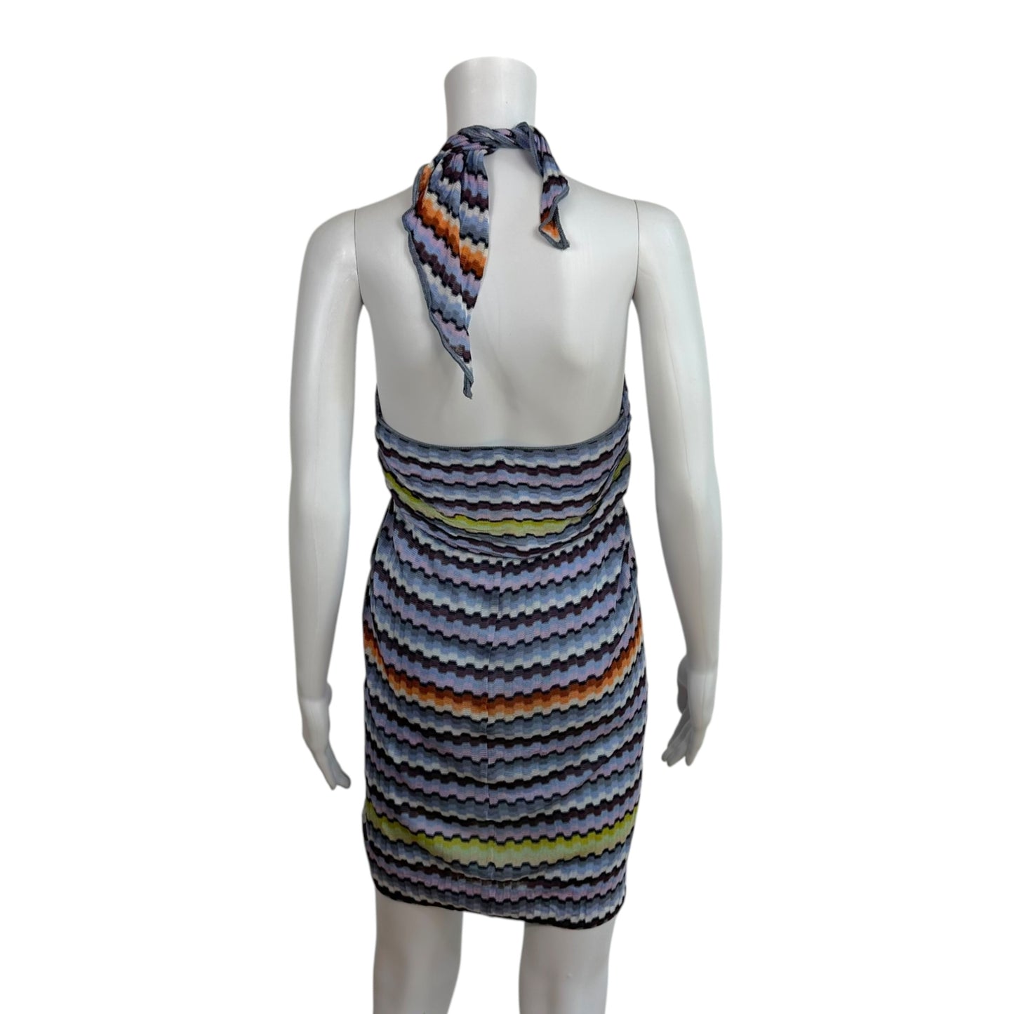 Missoni Periwinkle Blue Multicolor Chevron Knit Midi Skirt