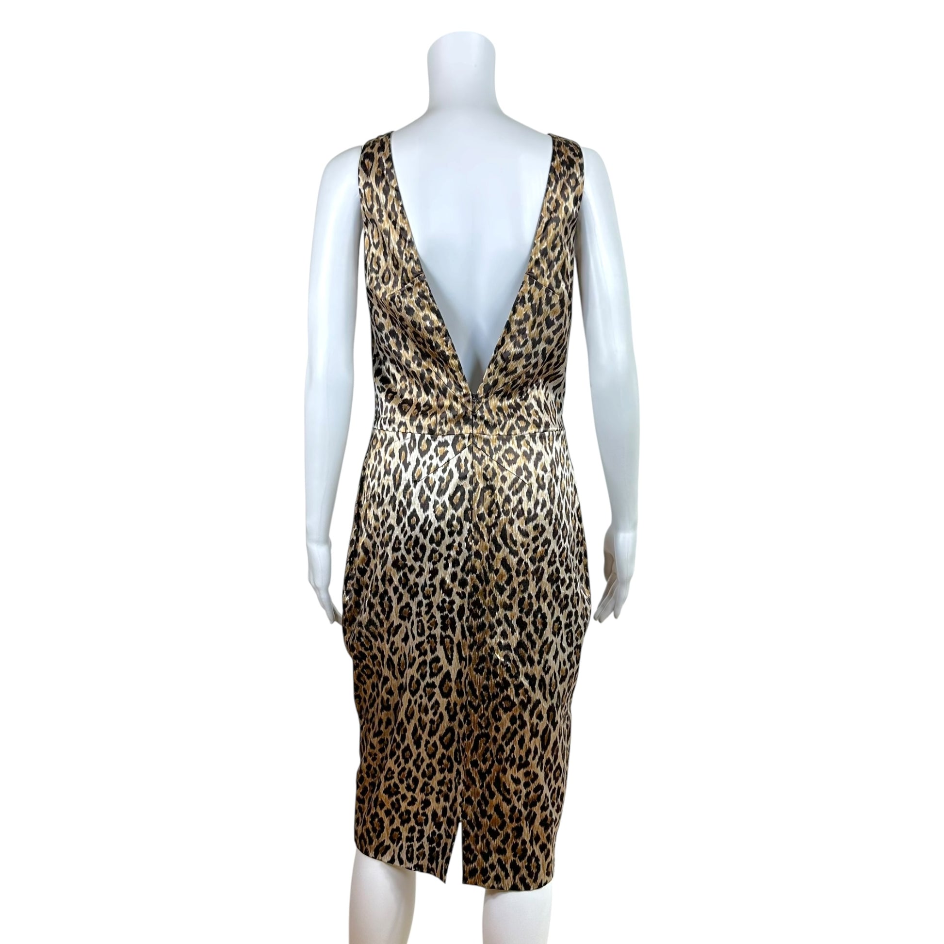 Dolce & Gabbana Leopard Print Satin Mid Dress XL