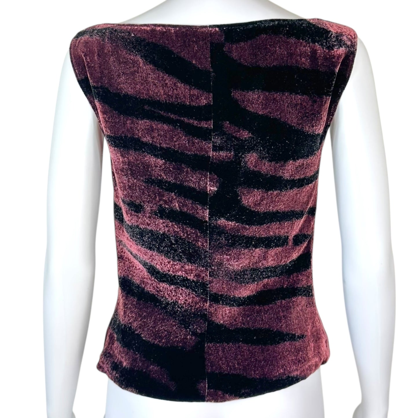 Roberto Cavalli Class Purple Velvet Zebra Print Cowl Blouse