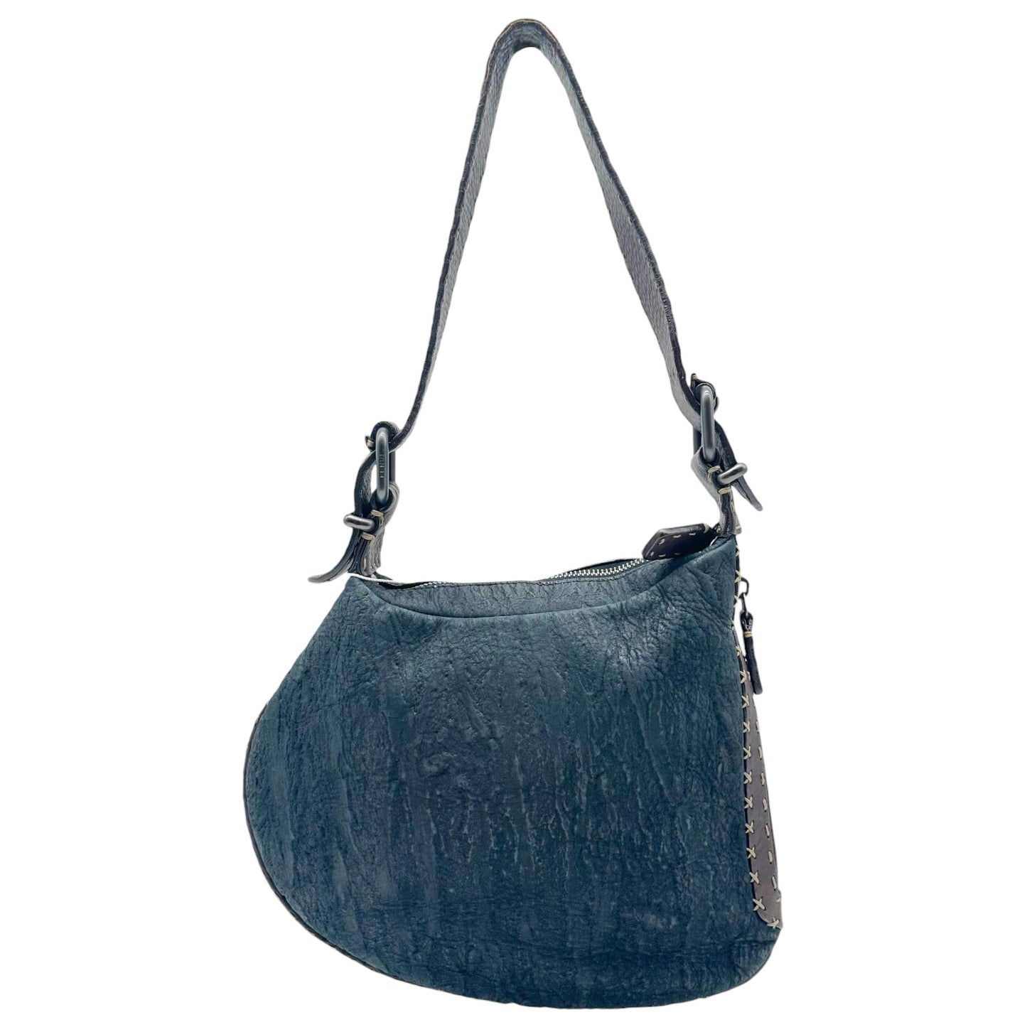 Fendi Black Brown Patchwork Stingray Leather Oyster Bag